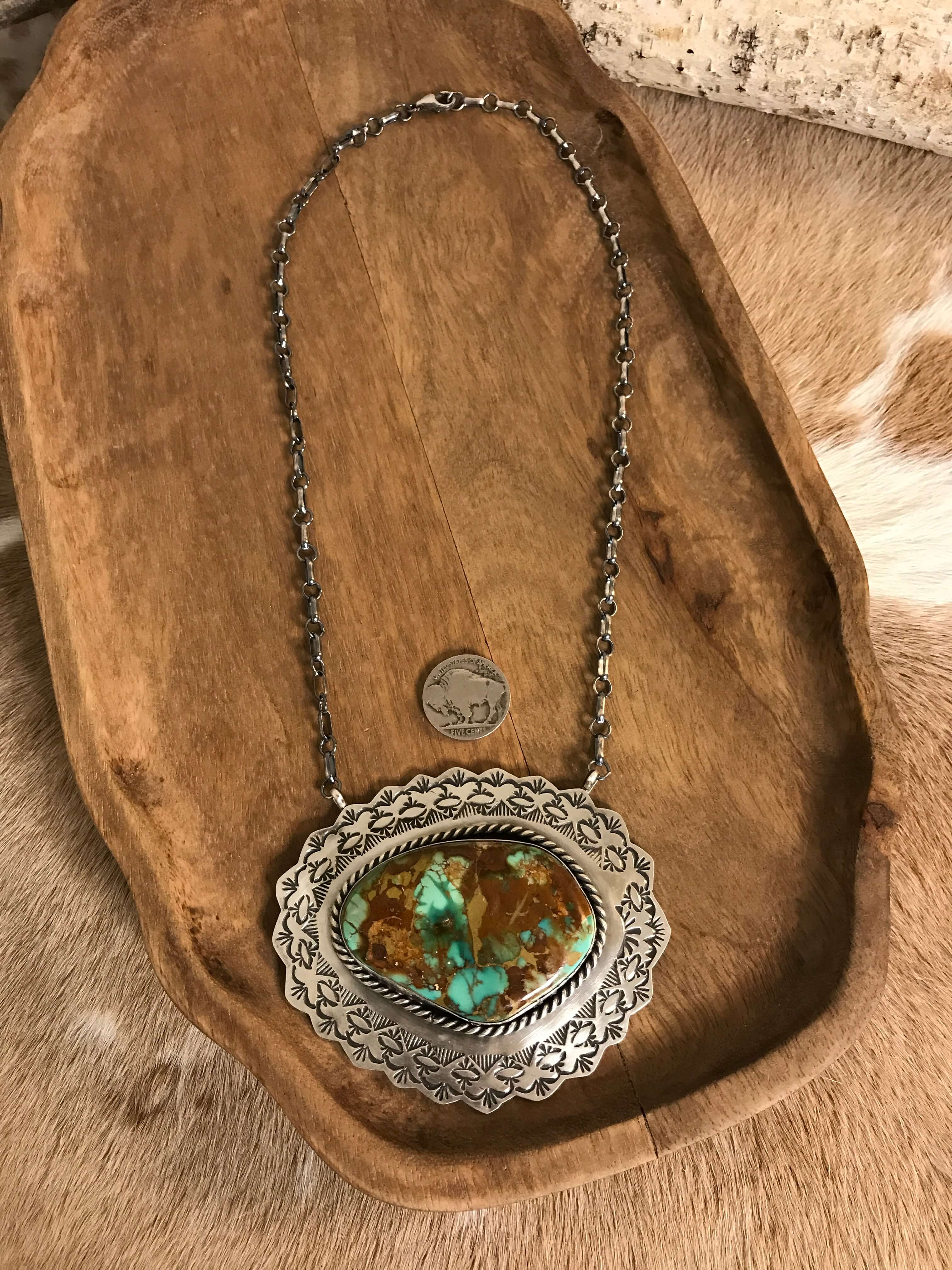 The Mirrormont Necklace, 1-Necklaces-Calli Co., Turquoise and Silver Jewelry, Native American Handmade, Zuni Tribe, Navajo Tribe, Brock Texas