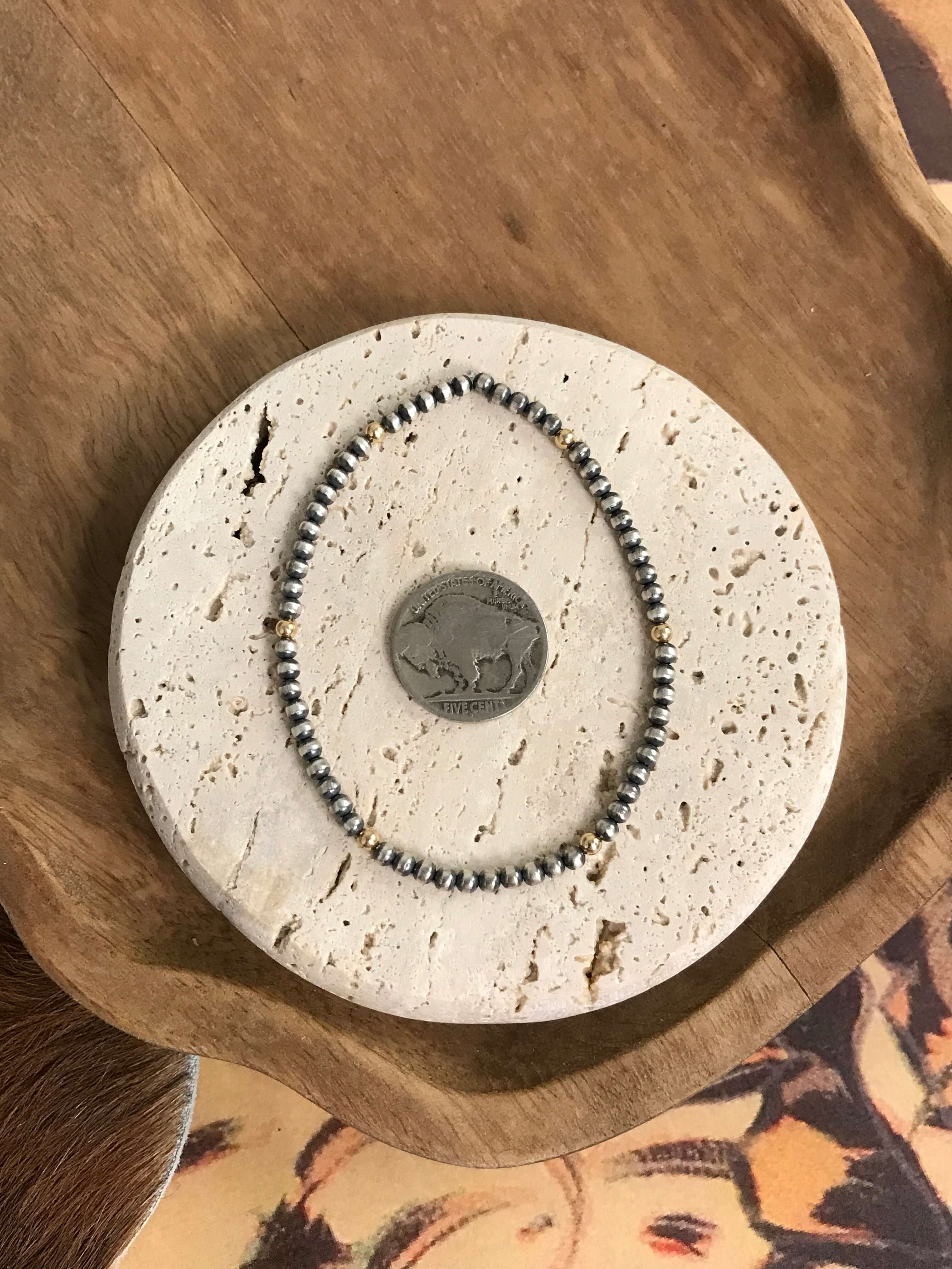 The Acadia Stretch Bracelet-Bracelets & Cuffs-Calli Co., Turquoise and Silver Jewelry, Native American Handmade, Zuni Tribe, Navajo Tribe, Brock Texas