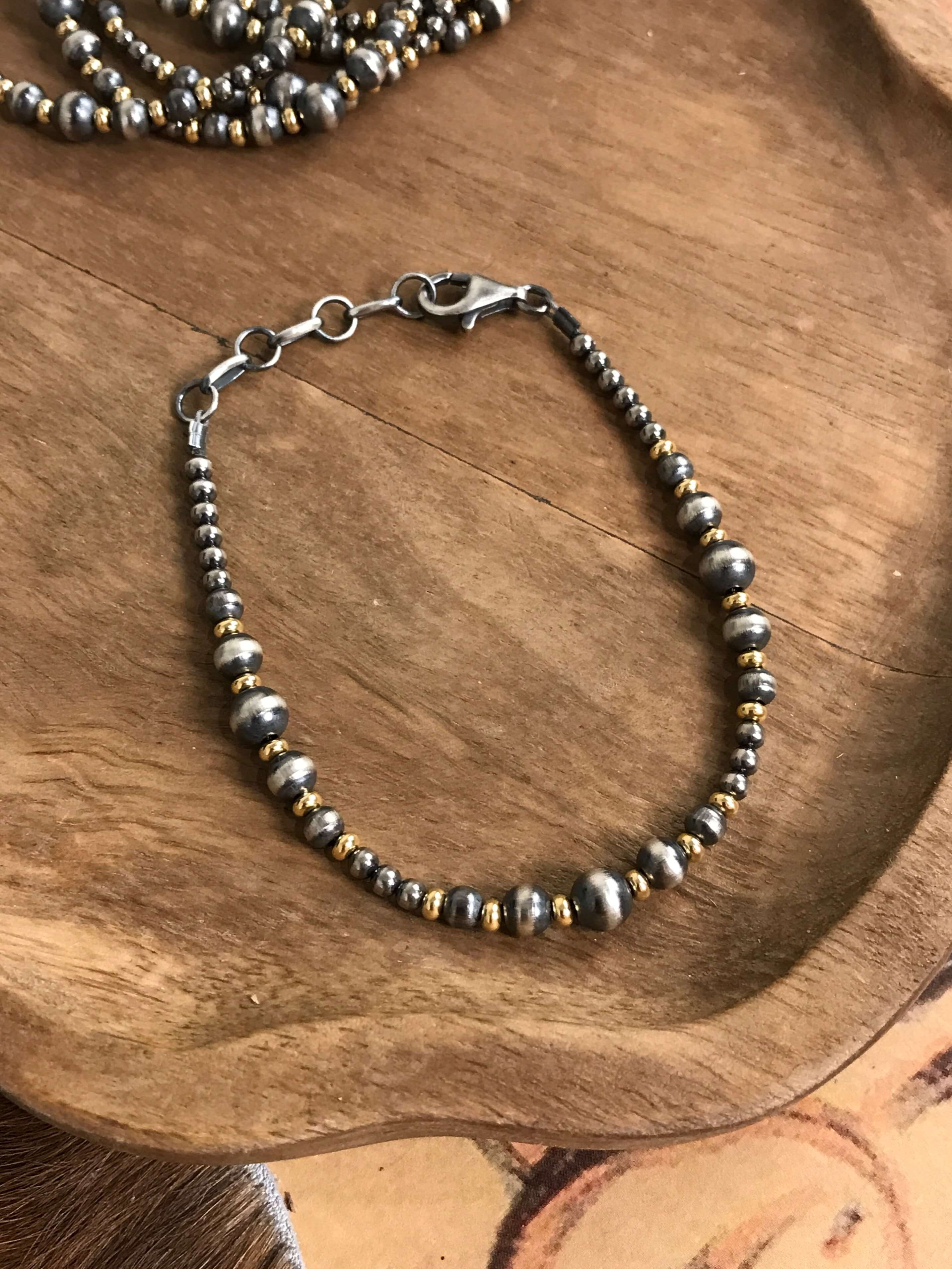 The Jackson Gold + Pearl Bracelet-Bracelets & Cuffs-Calli Co., Turquoise and Silver Jewelry, Native American Handmade, Zuni Tribe, Navajo Tribe, Brock Texas