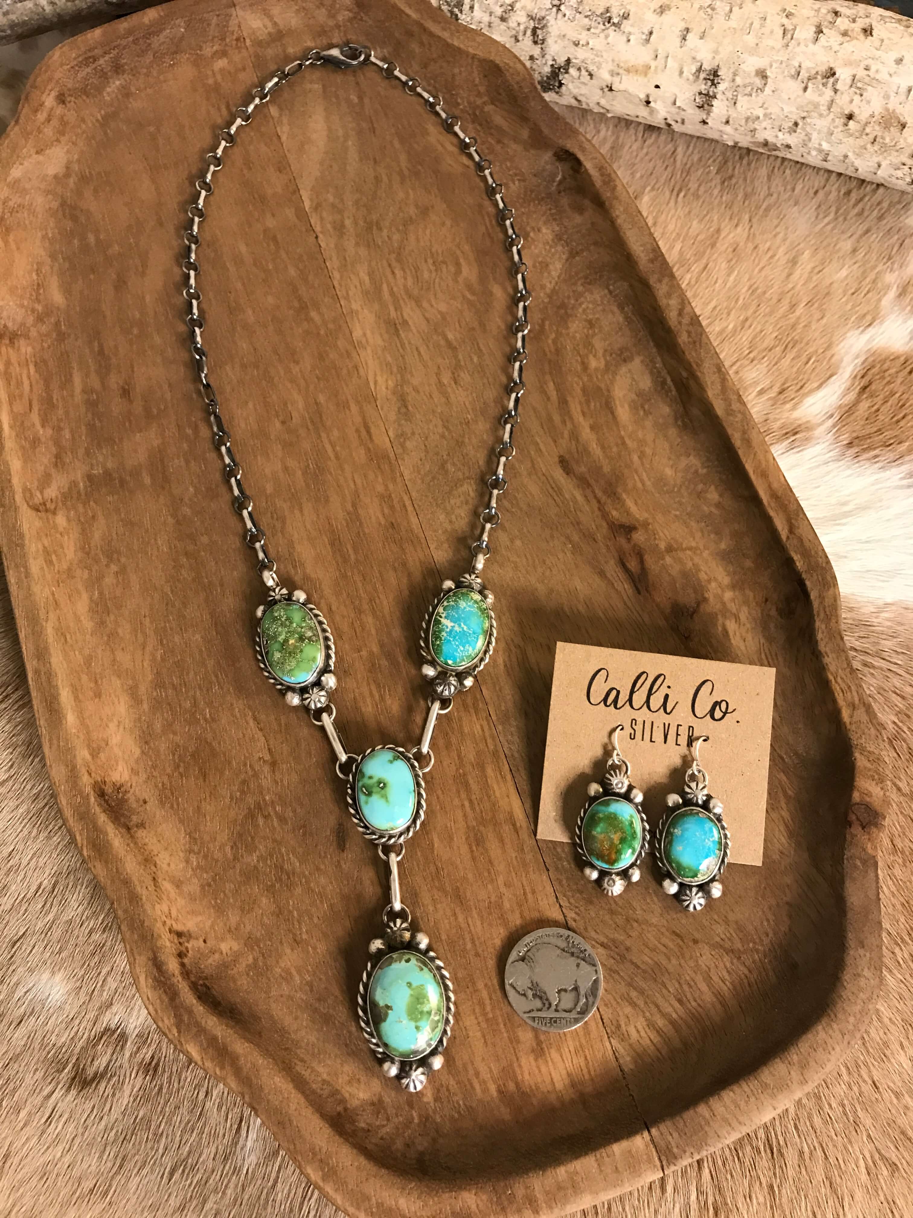 The Copeland Lariat Necklace Set, 13-Necklaces-Calli Co., Turquoise and Silver Jewelry, Native American Handmade, Zuni Tribe, Navajo Tribe, Brock Texas