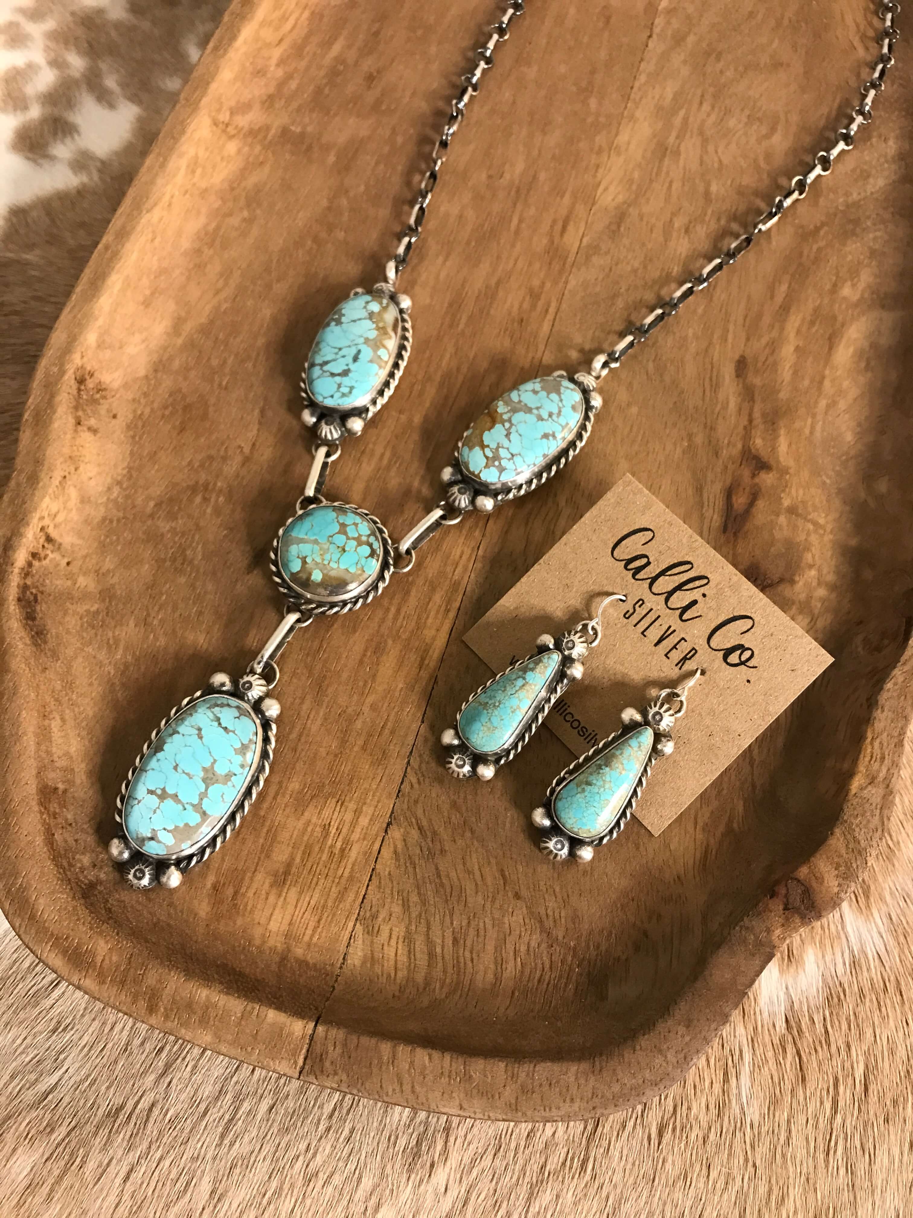 The Copeland Lariat Necklace Set, 14-Necklaces-Calli Co., Turquoise and Silver Jewelry, Native American Handmade, Zuni Tribe, Navajo Tribe, Brock Texas