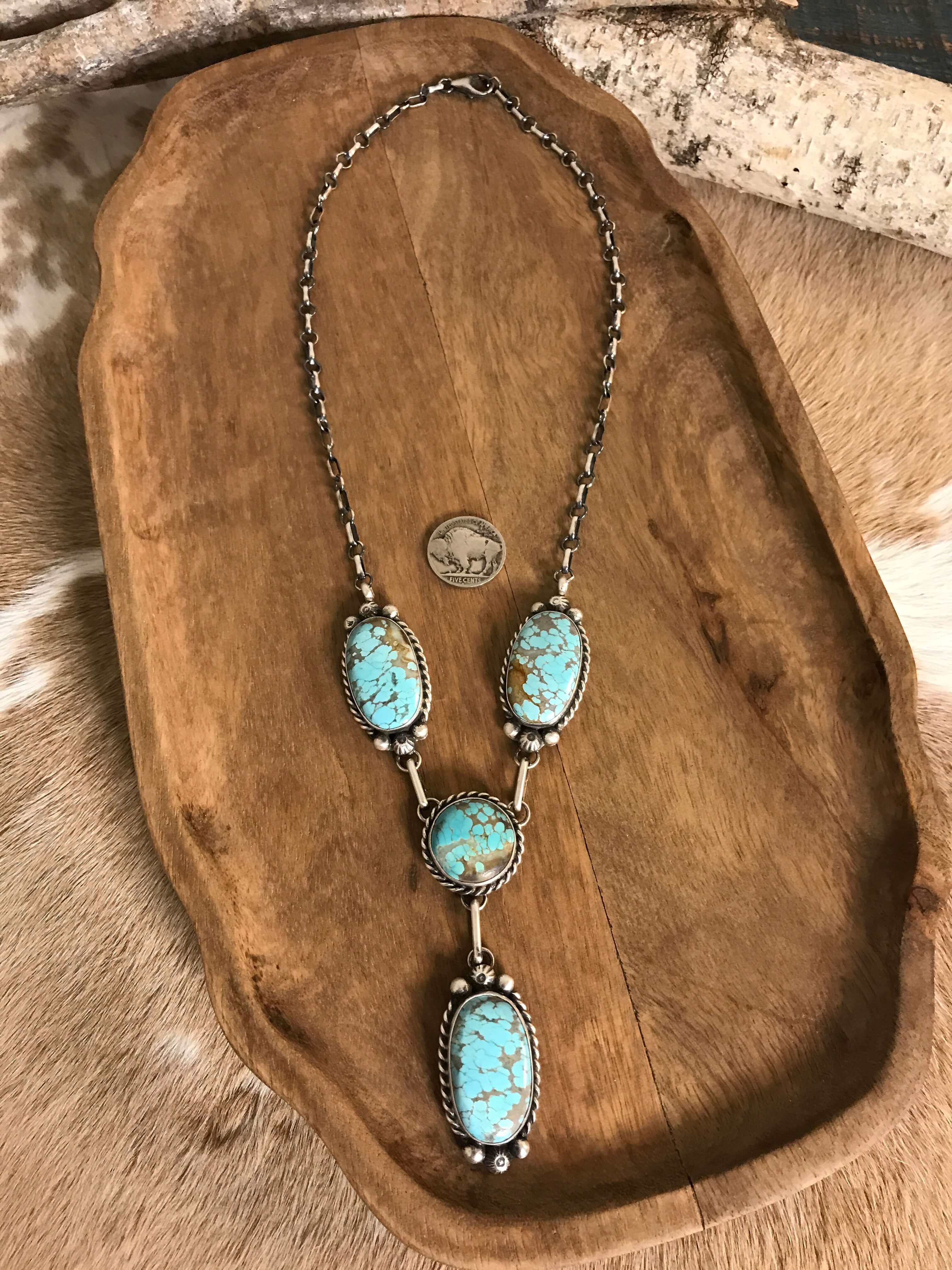 The Copeland Lariat Necklace Set, 14-Necklaces-Calli Co., Turquoise and Silver Jewelry, Native American Handmade, Zuni Tribe, Navajo Tribe, Brock Texas