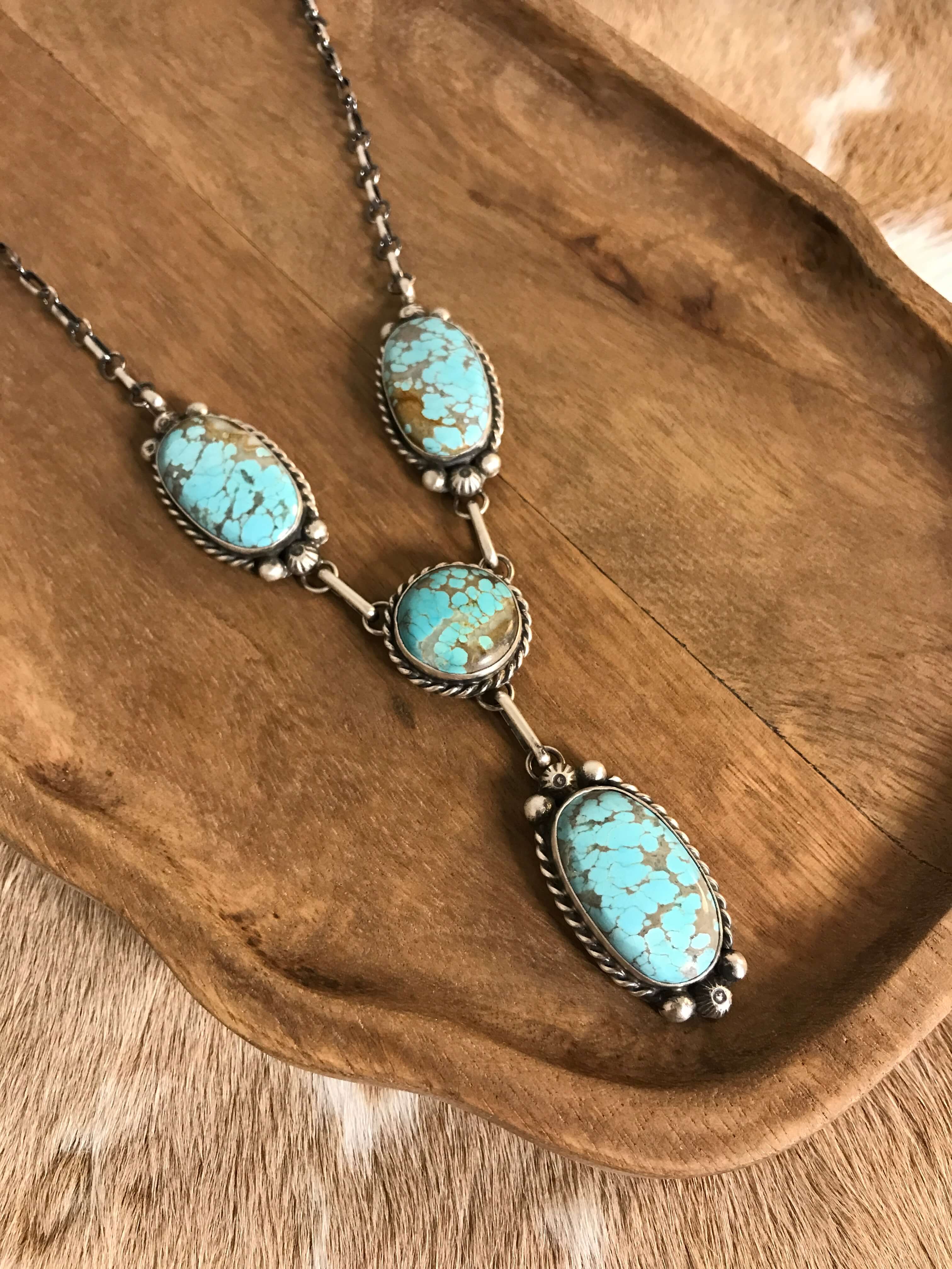 The Copeland Lariat Necklace Set, 14-Necklaces-Calli Co., Turquoise and Silver Jewelry, Native American Handmade, Zuni Tribe, Navajo Tribe, Brock Texas
