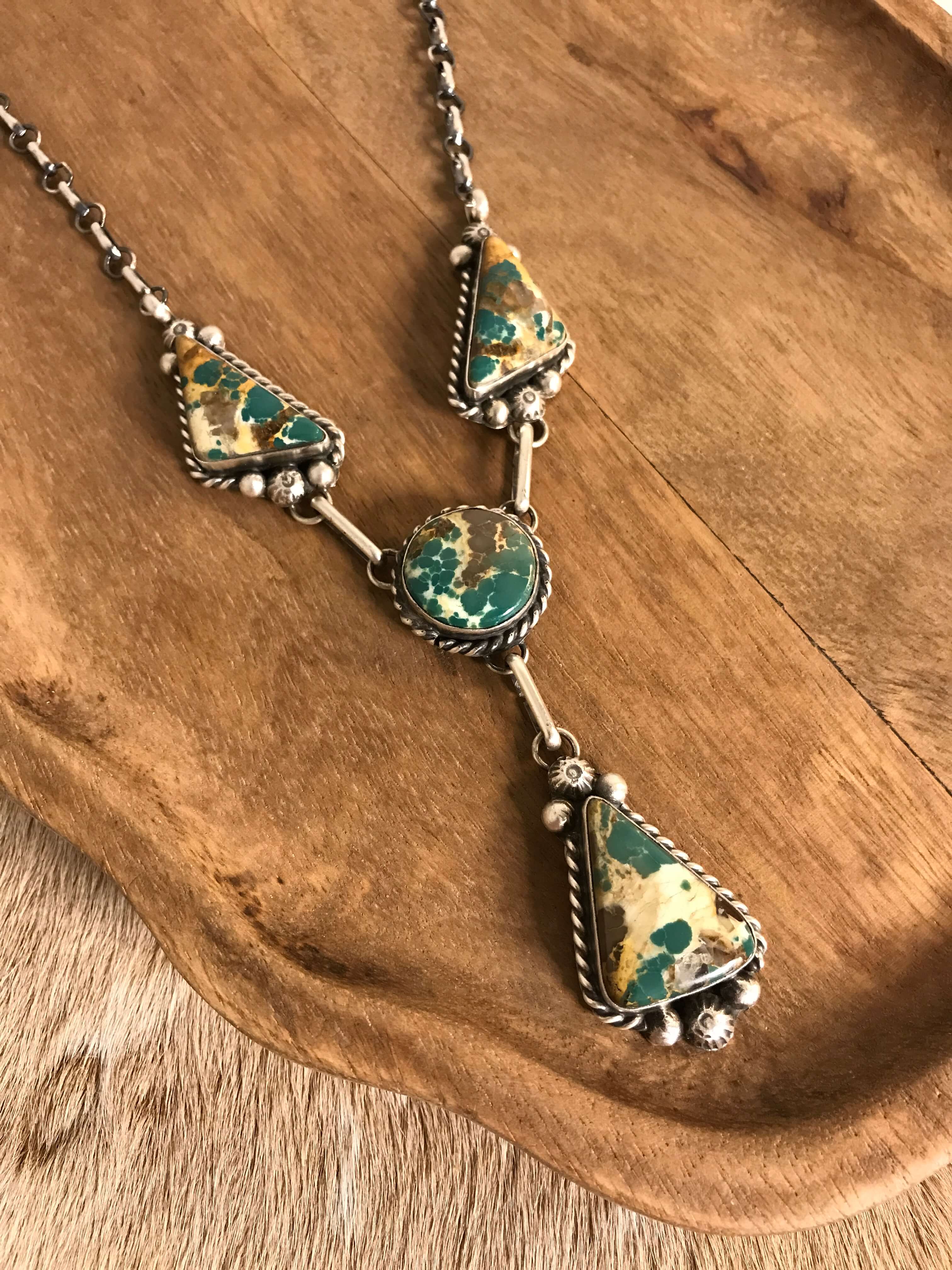 The Copeland Lariat Necklace Set, 15-Necklaces-Calli Co., Turquoise and Silver Jewelry, Native American Handmade, Zuni Tribe, Navajo Tribe, Brock Texas
