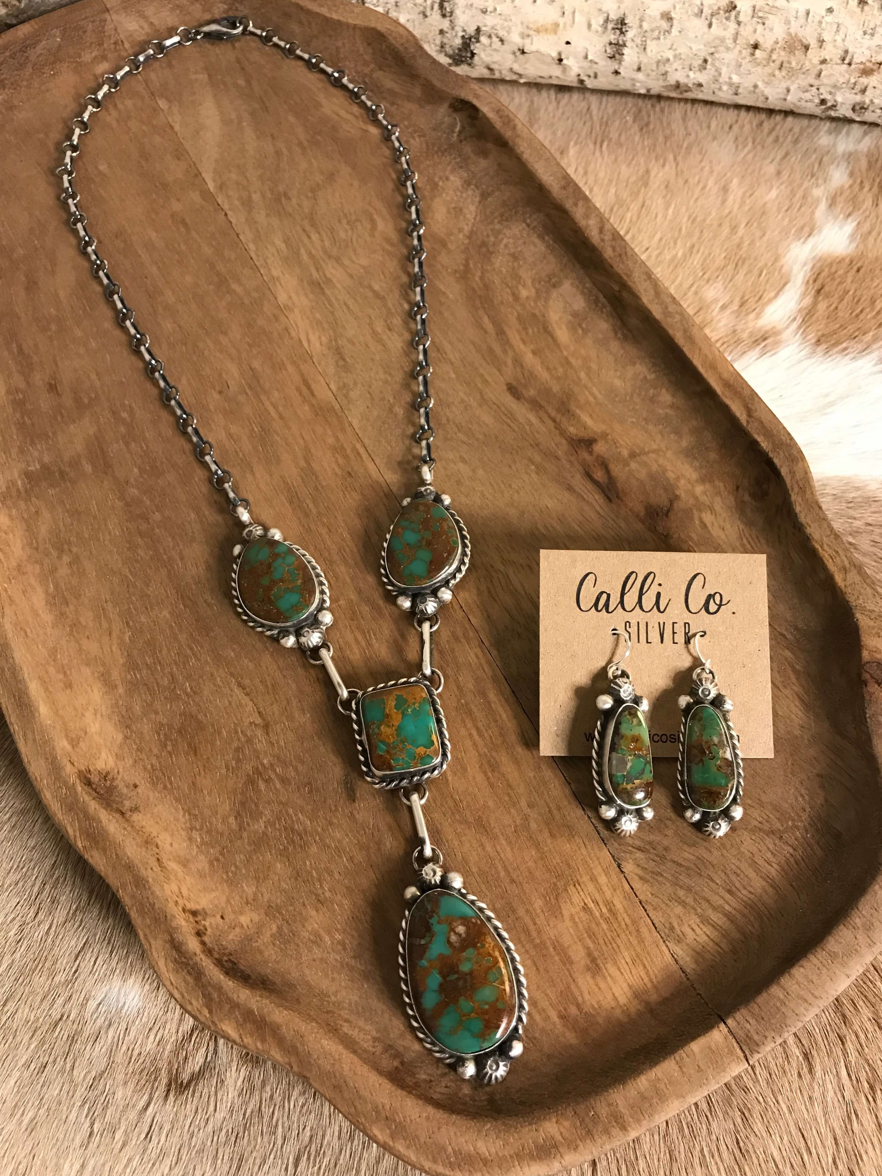 The Copeland Lariat Necklace Set, 16-Necklaces-Calli Co., Turquoise and Silver Jewelry, Native American Handmade, Zuni Tribe, Navajo Tribe, Brock Texas