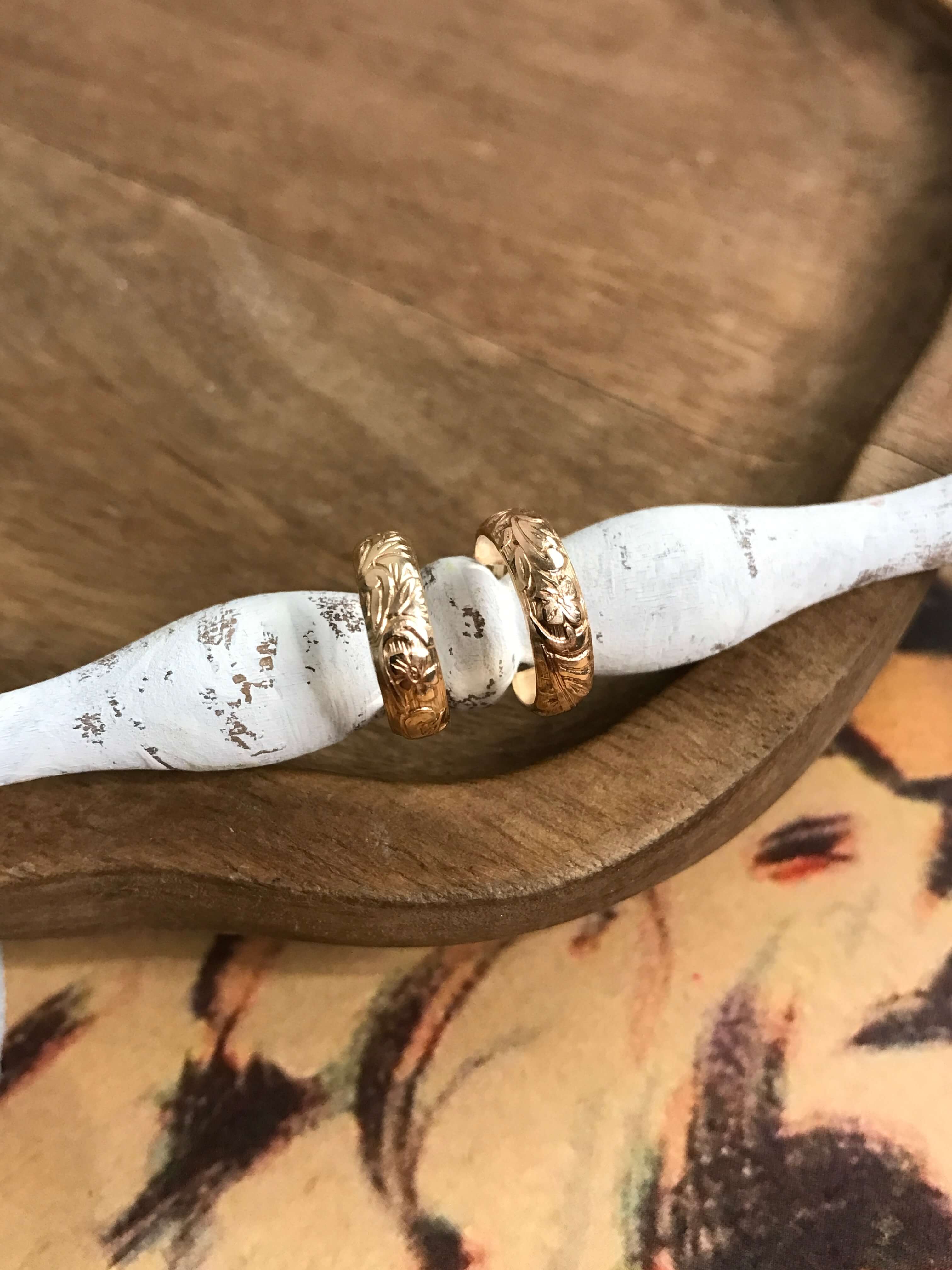 The Layla Gold Tooled Hoops-Earrings-Calli Co., Turquoise and Silver Jewelry, Native American Handmade, Zuni Tribe, Navajo Tribe, Brock Texas