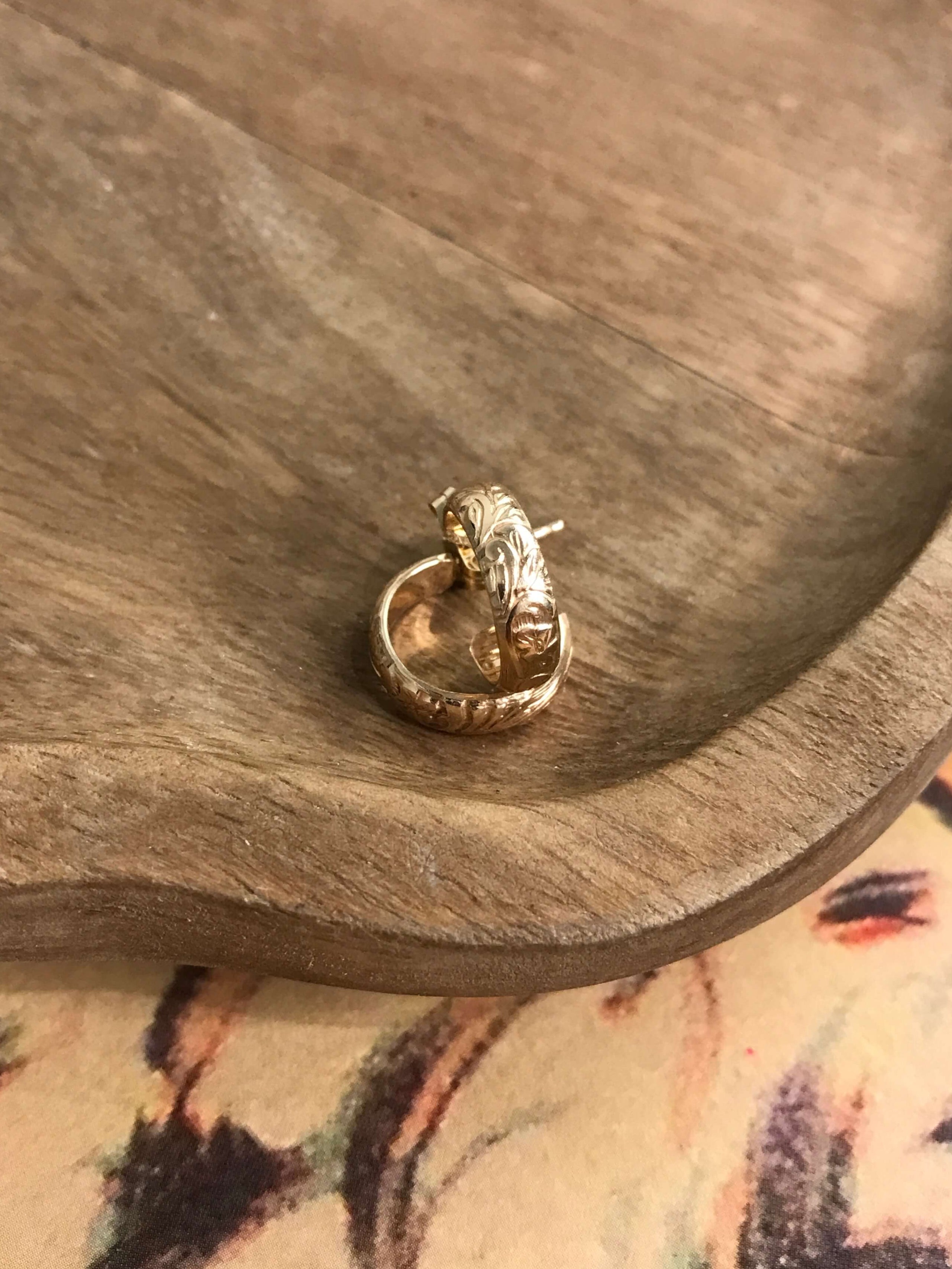 The Layla Gold Tooled Hoops-Earrings-Calli Co., Turquoise and Silver Jewelry, Native American Handmade, Zuni Tribe, Navajo Tribe, Brock Texas