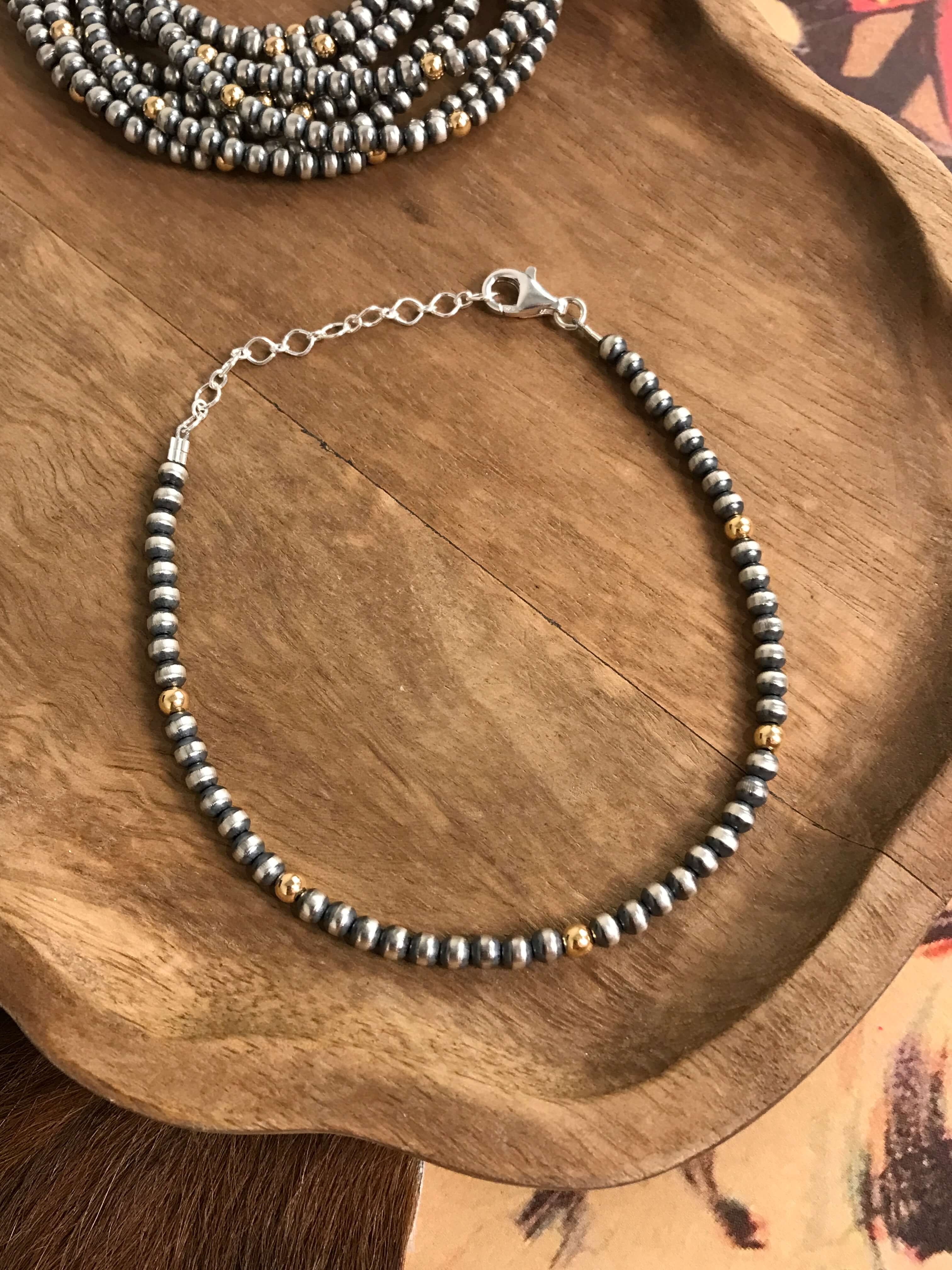 The Theta Ankle Bracelet-Bracelets & Cuffs-Calli Co., Turquoise and Silver Jewelry, Native American Handmade, Zuni Tribe, Navajo Tribe, Brock Texas