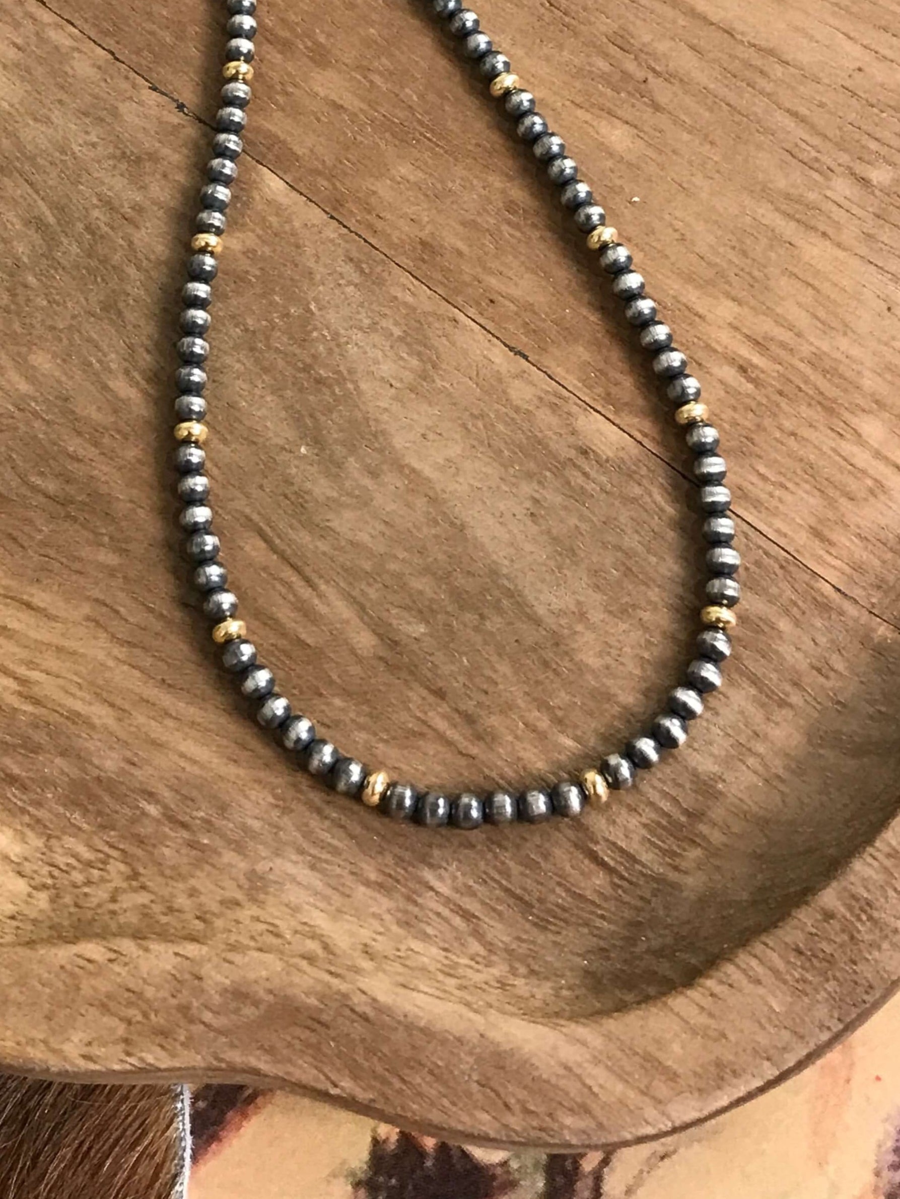 The Reese Gold + Pearl Necklace-Necklaces-Calli Co., Turquoise and Silver Jewelry, Native American Handmade, Zuni Tribe, Navajo Tribe, Brock Texas