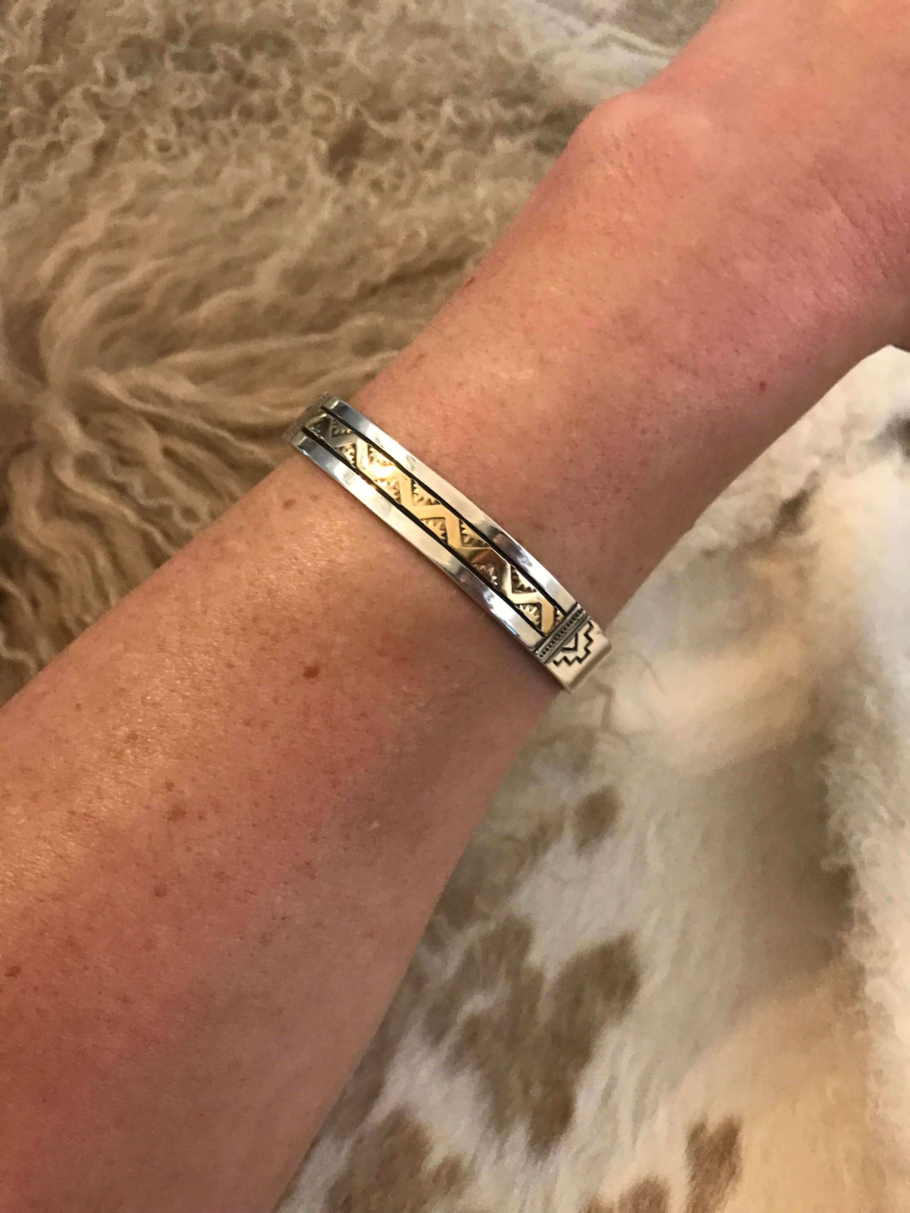 The Golden Cuff, 1-Bracelets & Cuffs-Calli Co., Turquoise and Silver Jewelry, Native American Handmade, Zuni Tribe, Navajo Tribe, Brock Texas