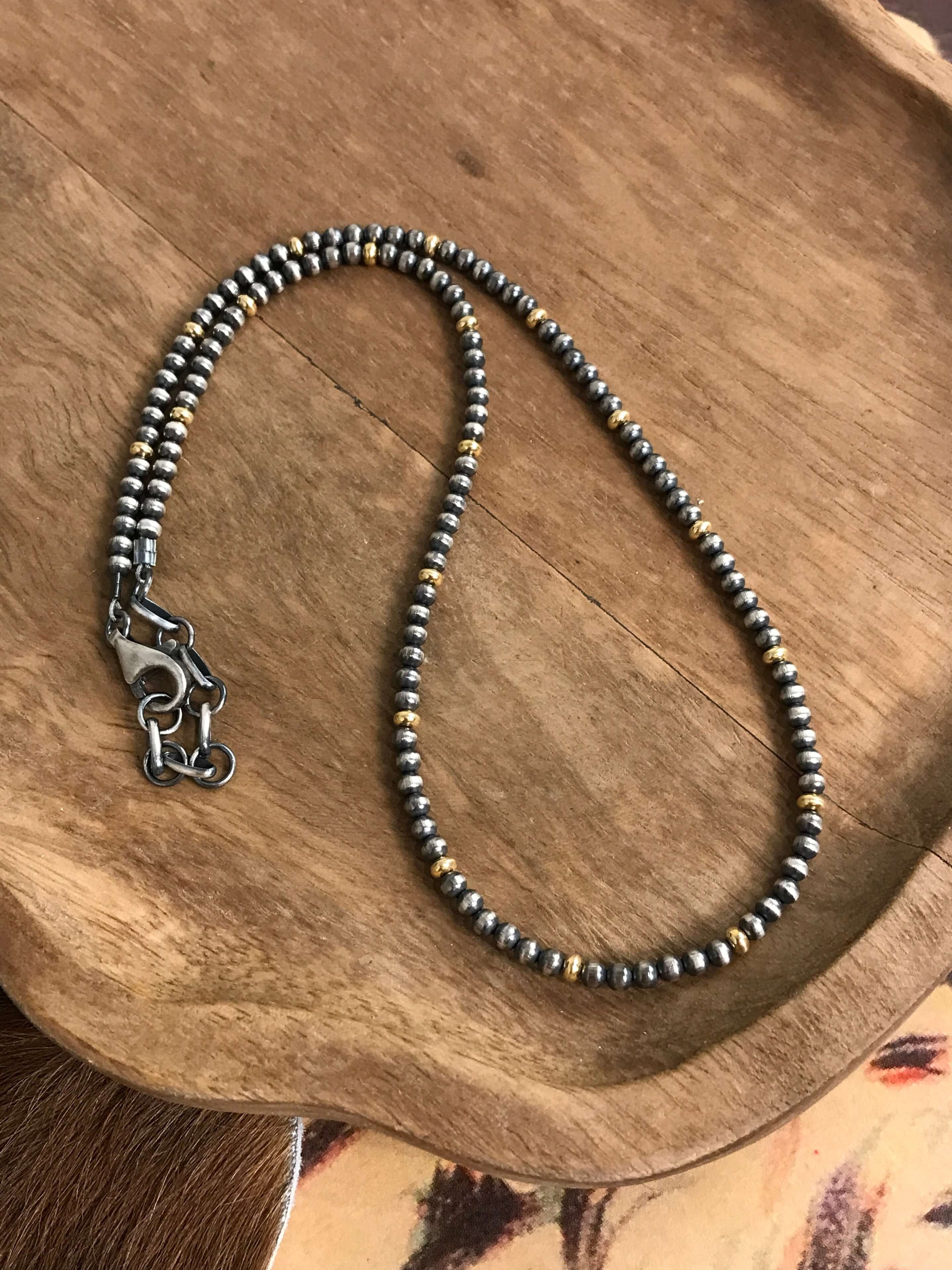 The Reese Gold + Pearl Necklace-Necklaces-Calli Co., Turquoise and Silver Jewelry, Native American Handmade, Zuni Tribe, Navajo Tribe, Brock Texas