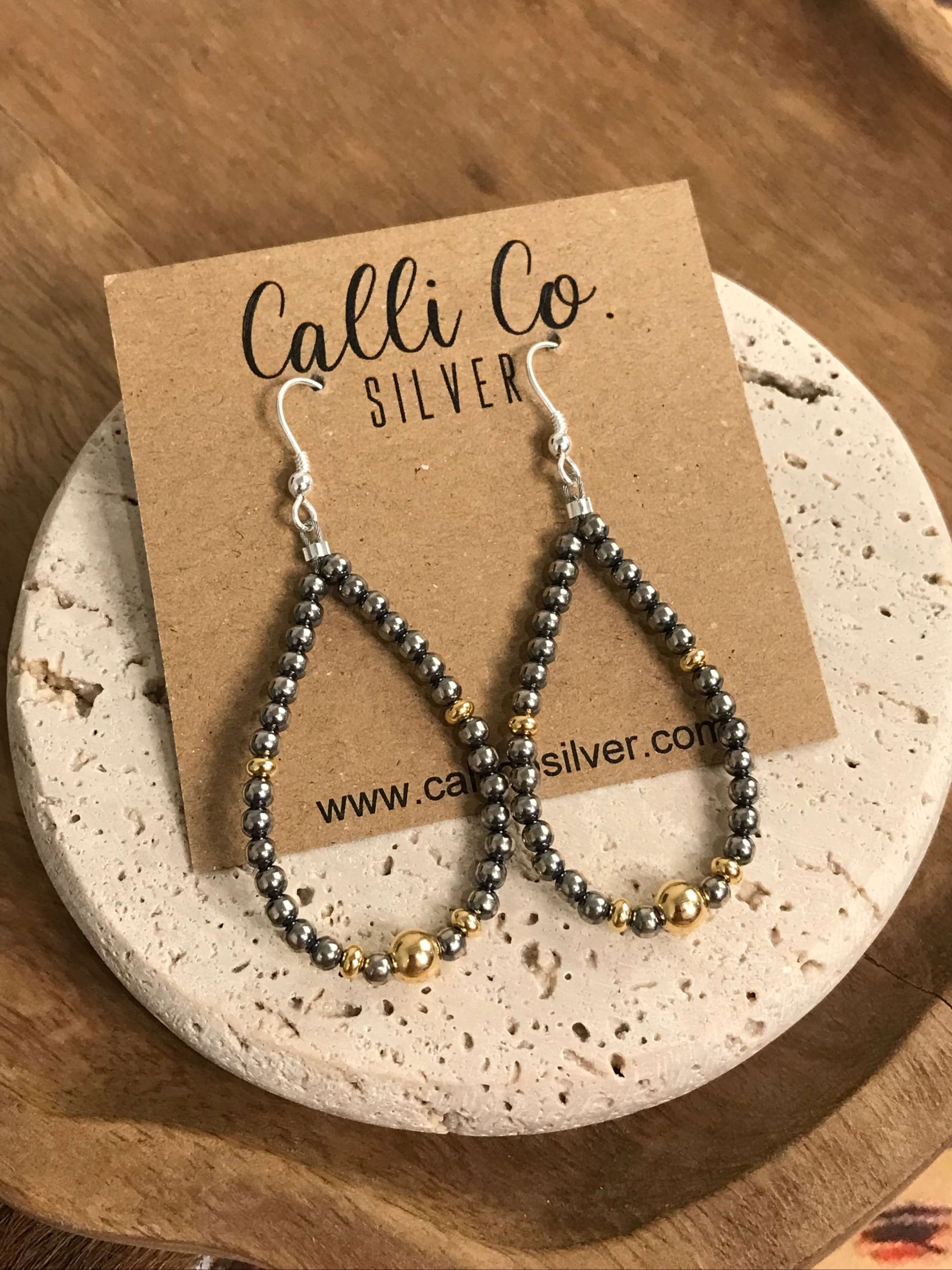 The Gold and Pearl Teardrop Hoop Earrings-Earrings-Calli Co., Turquoise and Silver Jewelry, Native American Handmade, Zuni Tribe, Navajo Tribe, Brock Texas