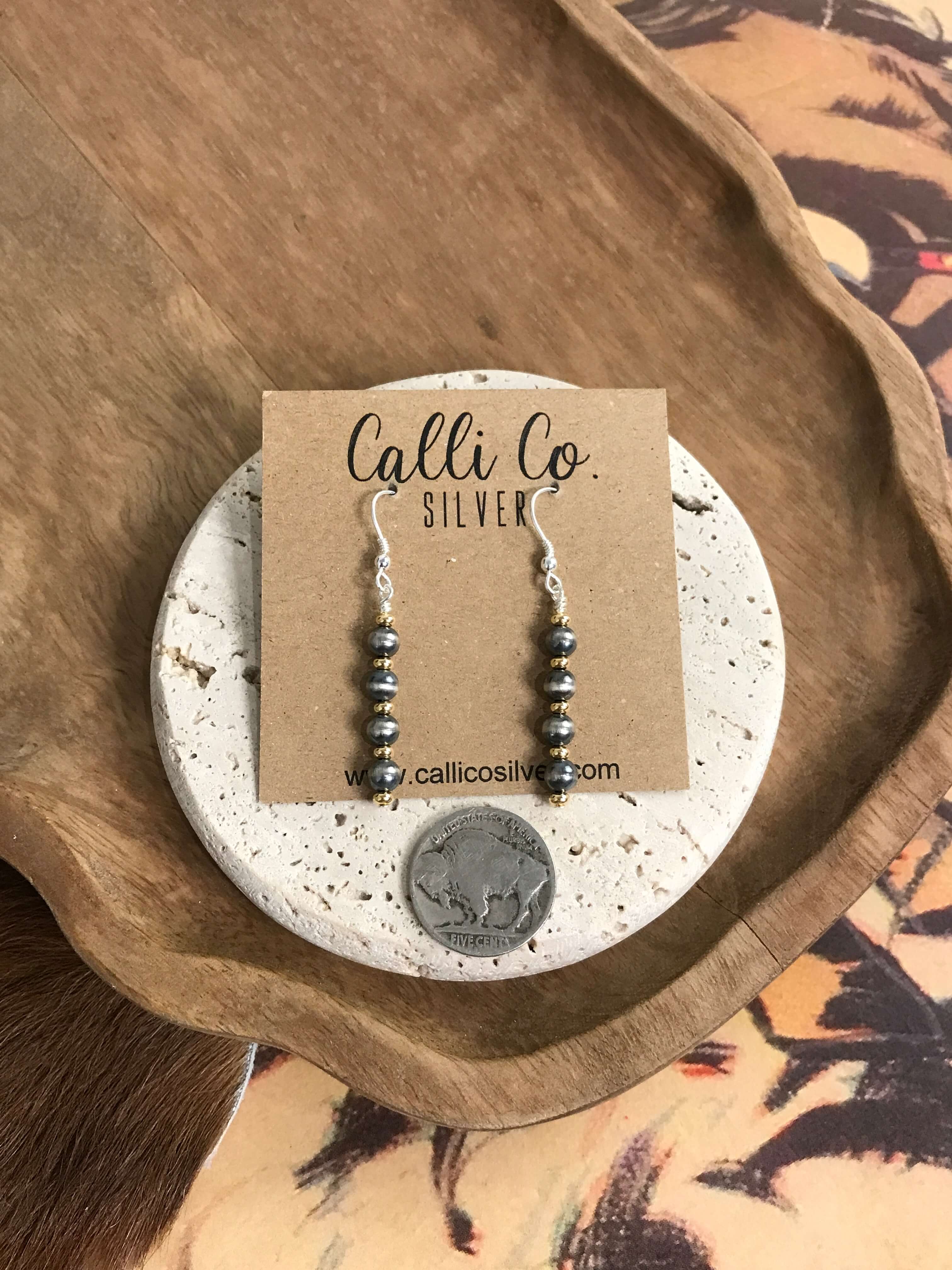 The Dublin Earrings-Earrings-Calli Co., Turquoise and Silver Jewelry, Native American Handmade, Zuni Tribe, Navajo Tribe, Brock Texas
