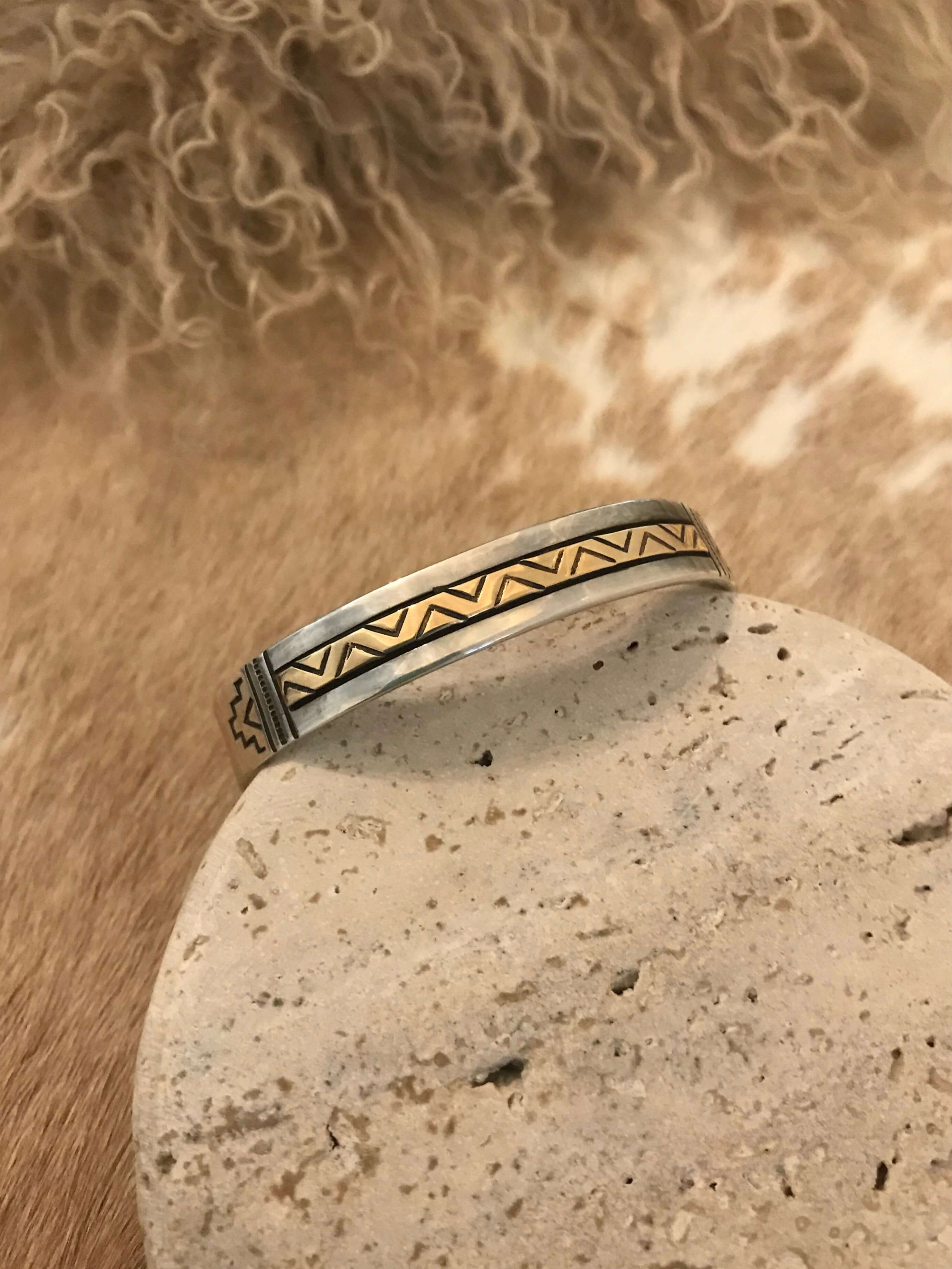 The Golden Cuff, 5-Bracelets & Cuffs-Calli Co., Turquoise and Silver Jewelry, Native American Handmade, Zuni Tribe, Navajo Tribe, Brock Texas