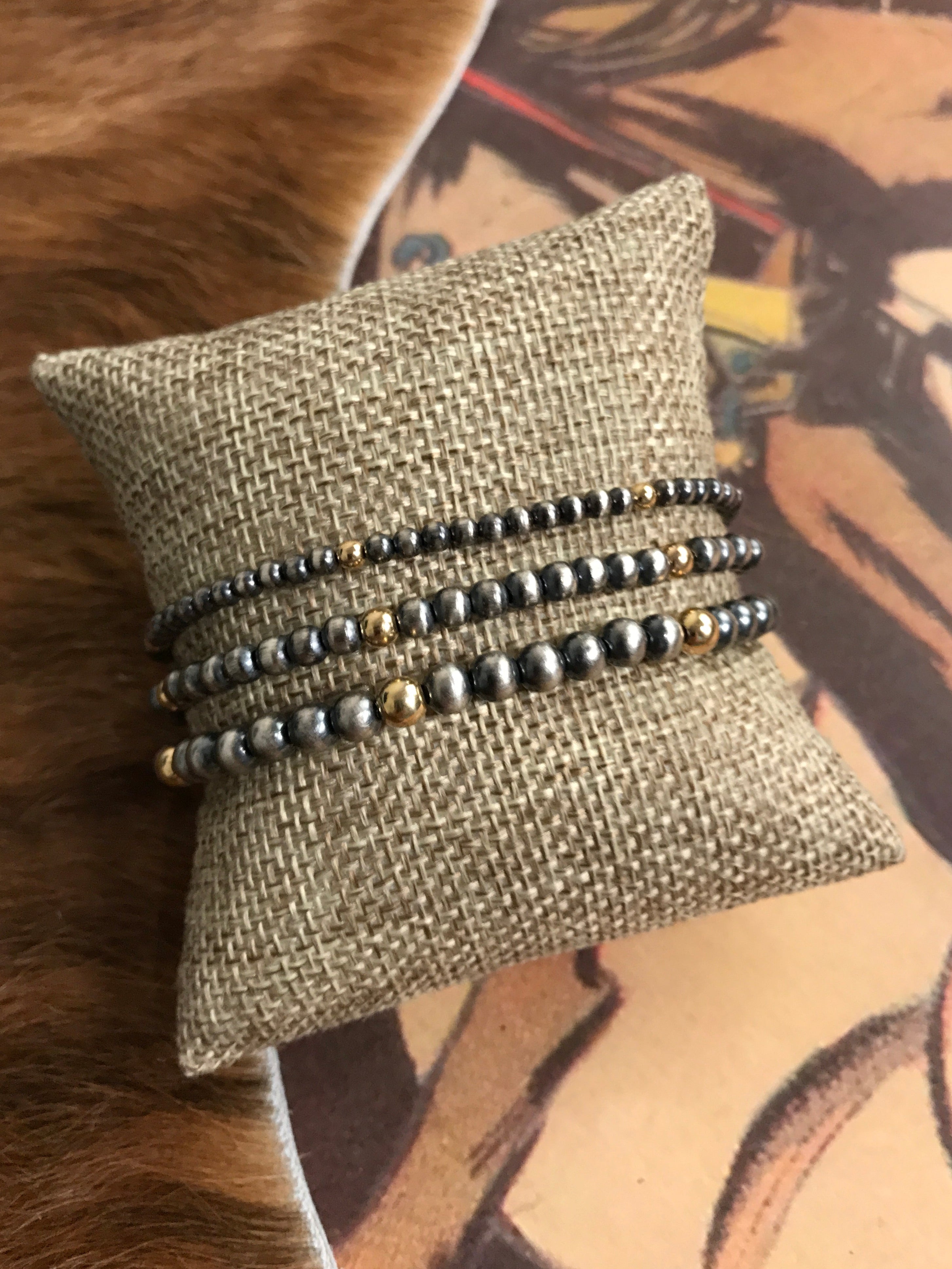 The Acadia Stretch Bracelet-Bracelets & Cuffs-Calli Co., Turquoise and Silver Jewelry, Native American Handmade, Zuni Tribe, Navajo Tribe, Brock Texas