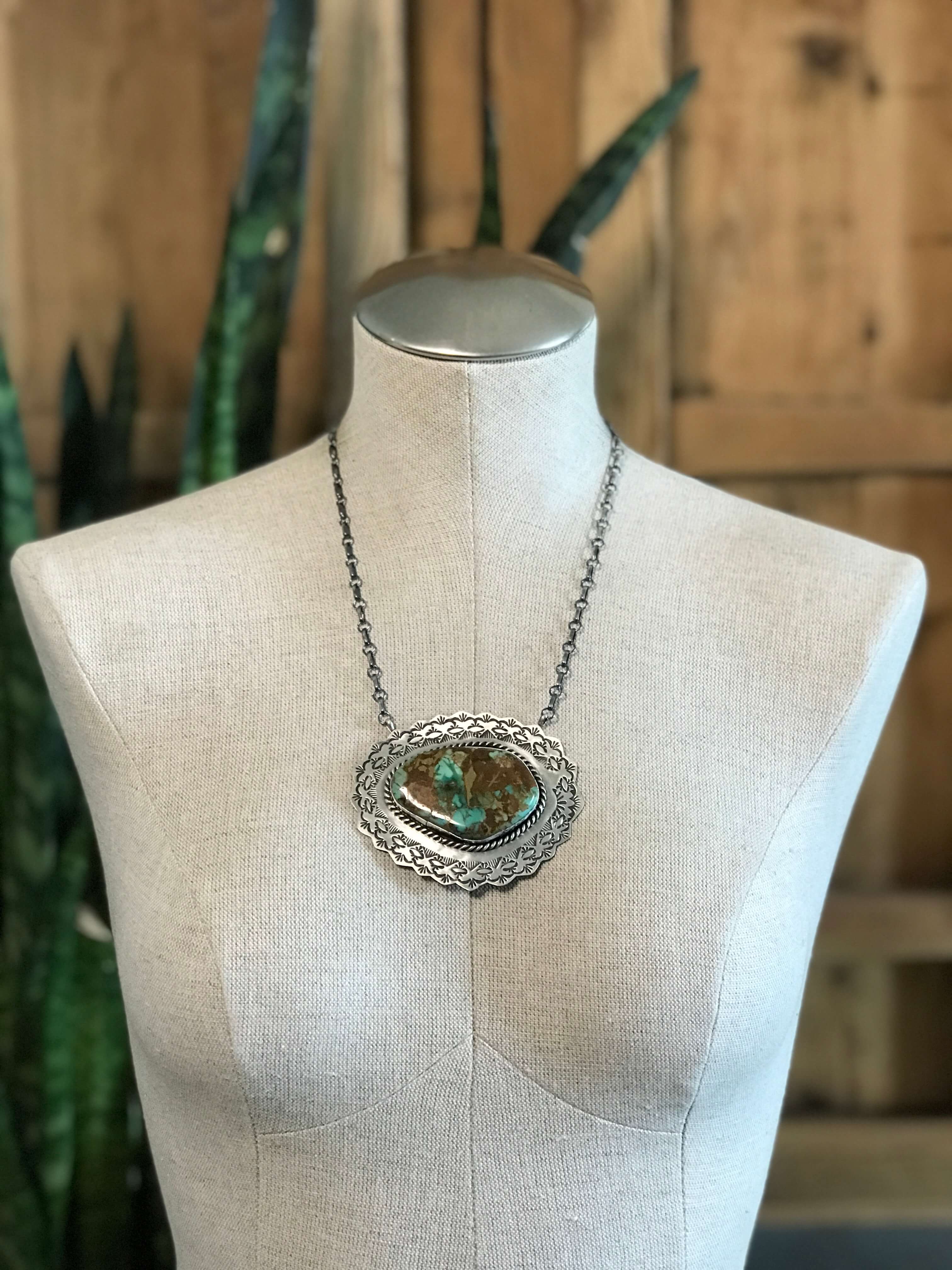 The Mirrormont Necklace, 1-Necklaces-Calli Co., Turquoise and Silver Jewelry, Native American Handmade, Zuni Tribe, Navajo Tribe, Brock Texas