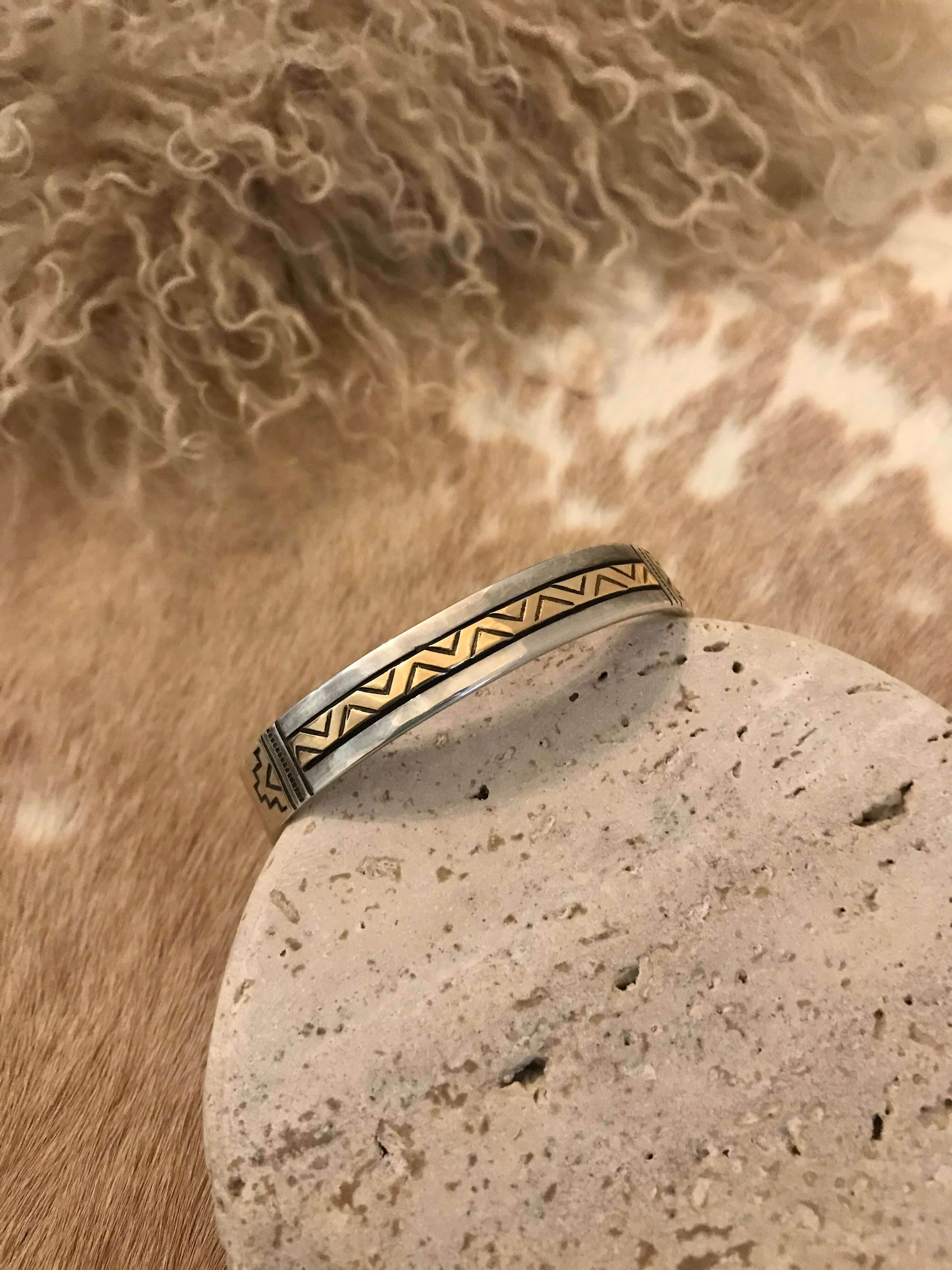 The Golden Cuff, 5-Bracelets & Cuffs-Calli Co., Turquoise and Silver Jewelry, Native American Handmade, Zuni Tribe, Navajo Tribe, Brock Texas