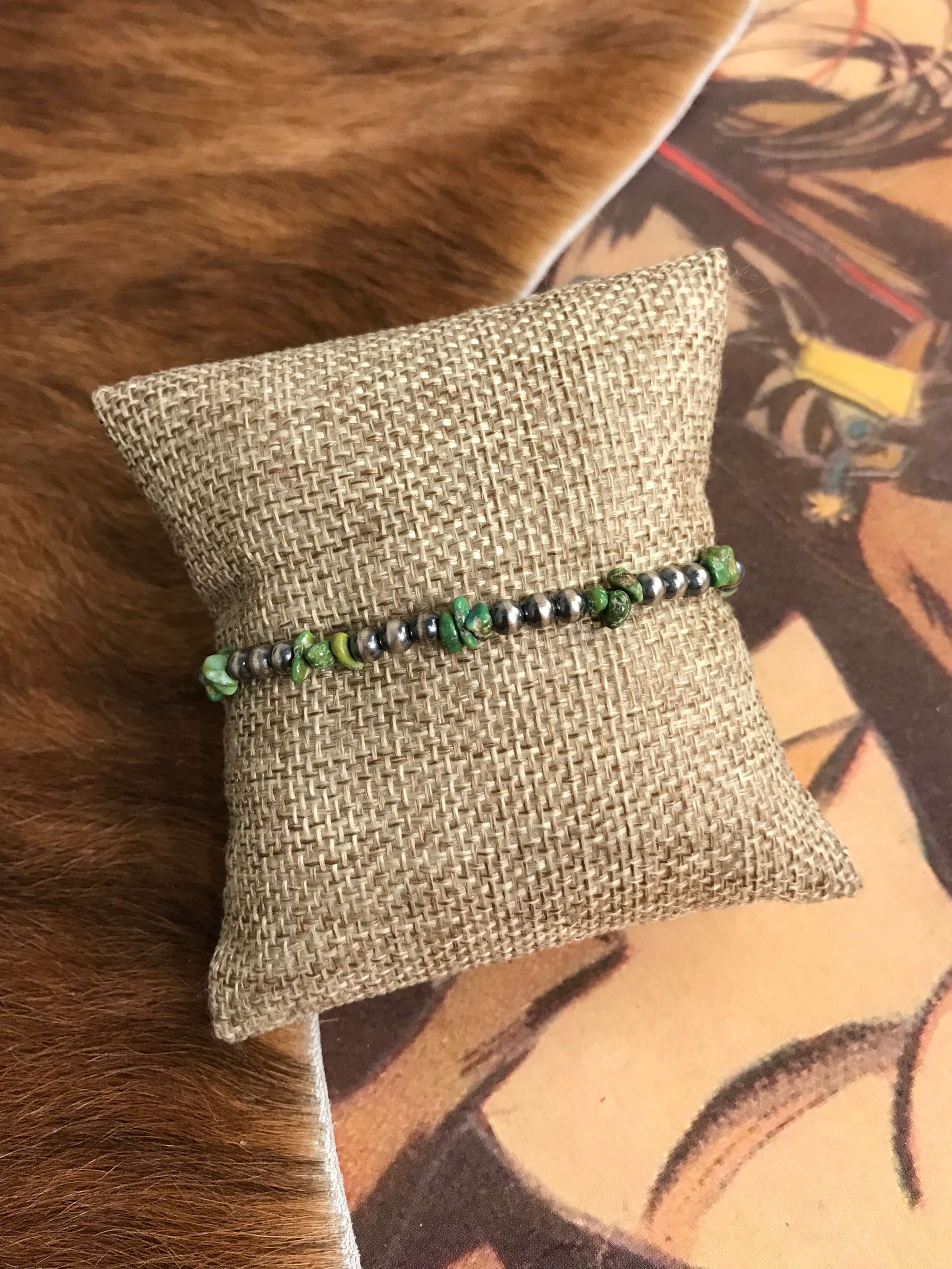 The Morocco Stretch Bracelet-Bracelets & Cuffs-Calli Co., Turquoise and Silver Jewelry, Native American Handmade, Zuni Tribe, Navajo Tribe, Brock Texas