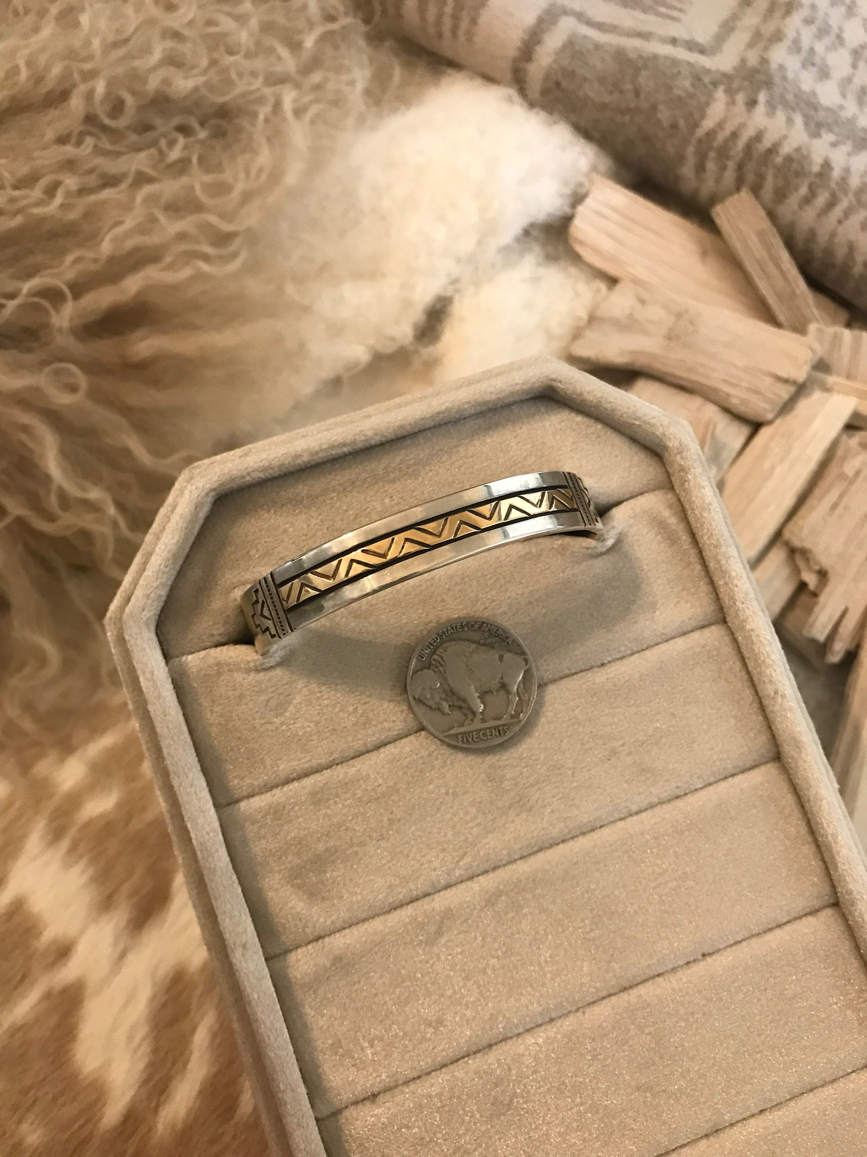 The Golden Cuff, 5-Bracelets & Cuffs-Calli Co., Turquoise and Silver Jewelry, Native American Handmade, Zuni Tribe, Navajo Tribe, Brock Texas