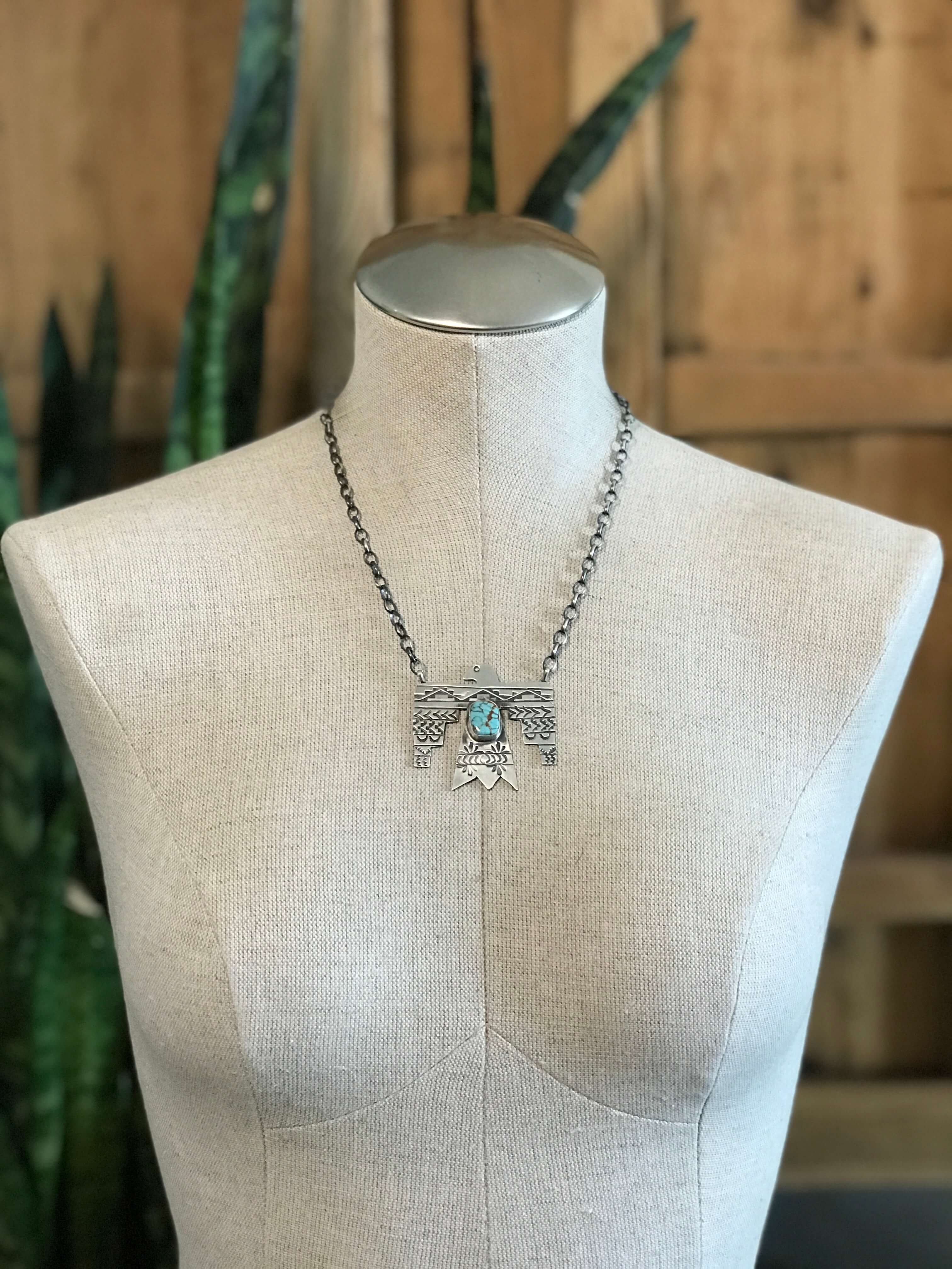 The Tahoka Thunderbird Necklace, 5-Necklaces-Calli Co., Turquoise and Silver Jewelry, Native American Handmade, Zuni Tribe, Navajo Tribe, Brock Texas
