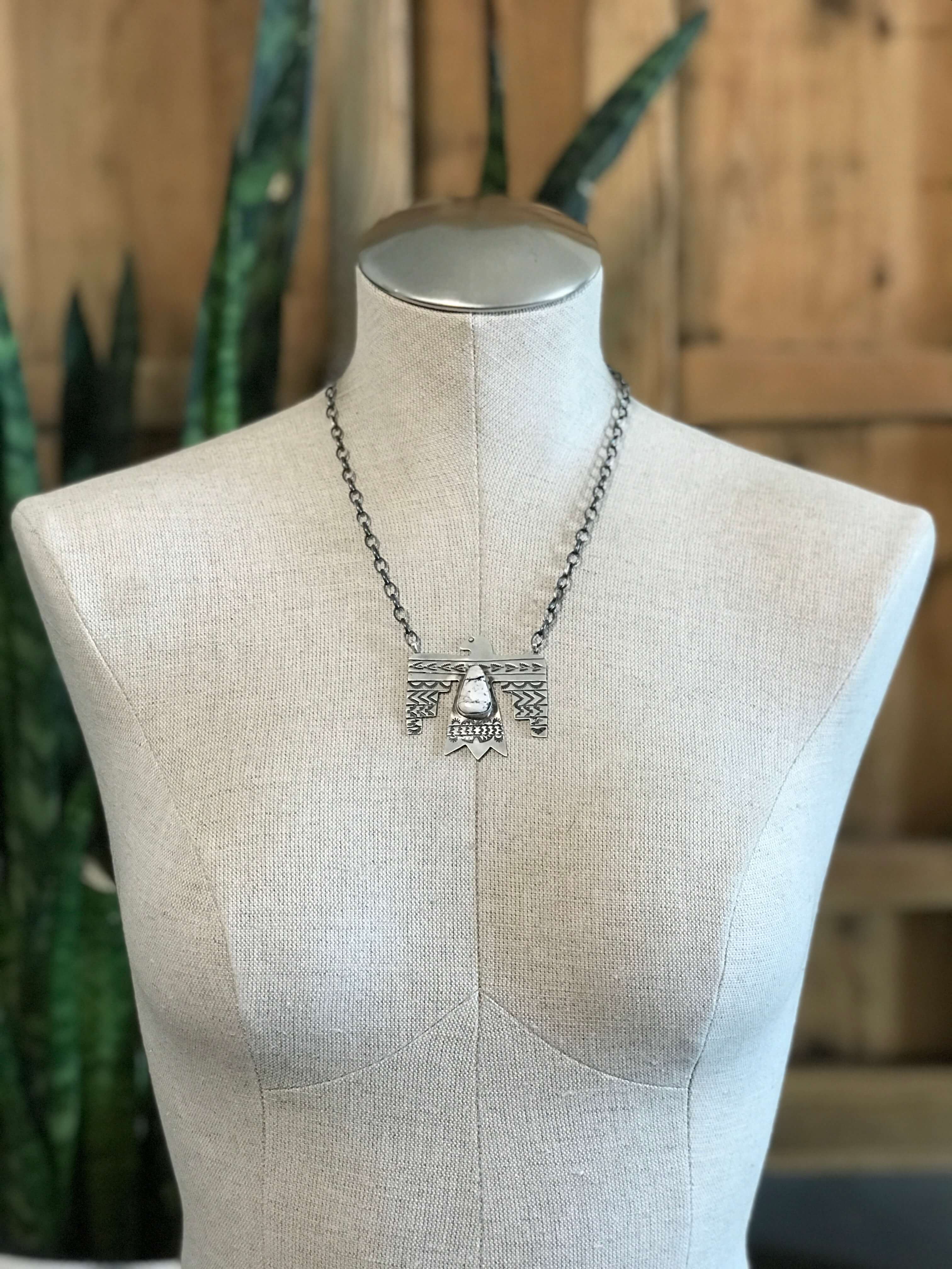 The Tahoka Thunderbird Necklace, 6-Necklaces-Calli Co., Turquoise and Silver Jewelry, Native American Handmade, Zuni Tribe, Navajo Tribe, Brock Texas
