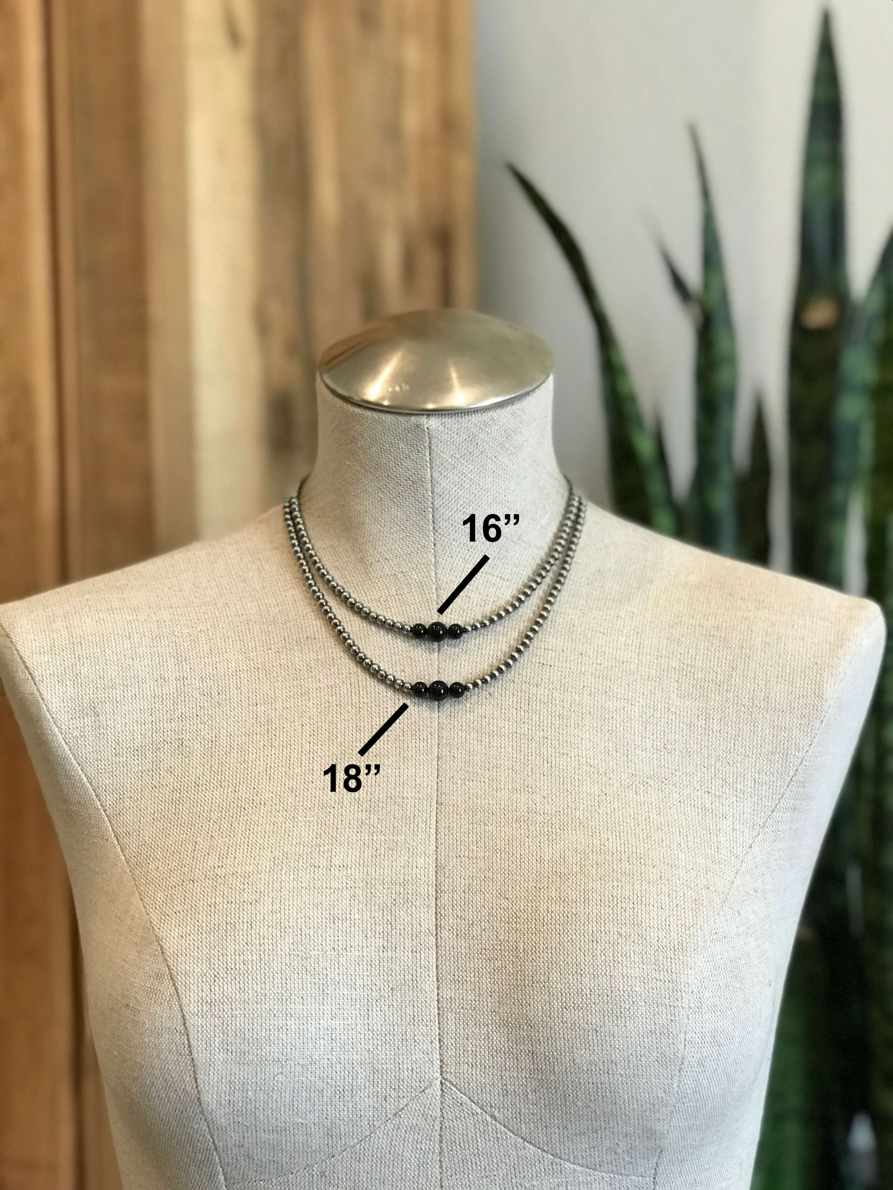 The Oslo Onyx Necklace-Necklaces-Calli Co., Turquoise and Silver Jewelry, Native American Handmade, Zuni Tribe, Navajo Tribe, Brock Texas