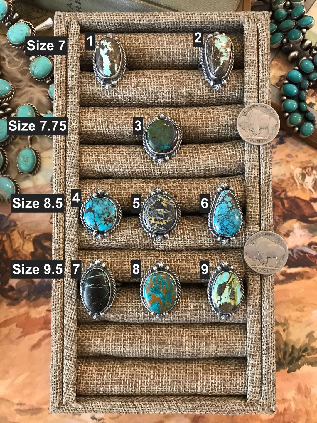The Ward Rings in Turquoise-Rings-Calli Co., Turquoise and Silver Jewelry, Native American Handmade, Zuni Tribe, Navajo Tribe, Brock Texas