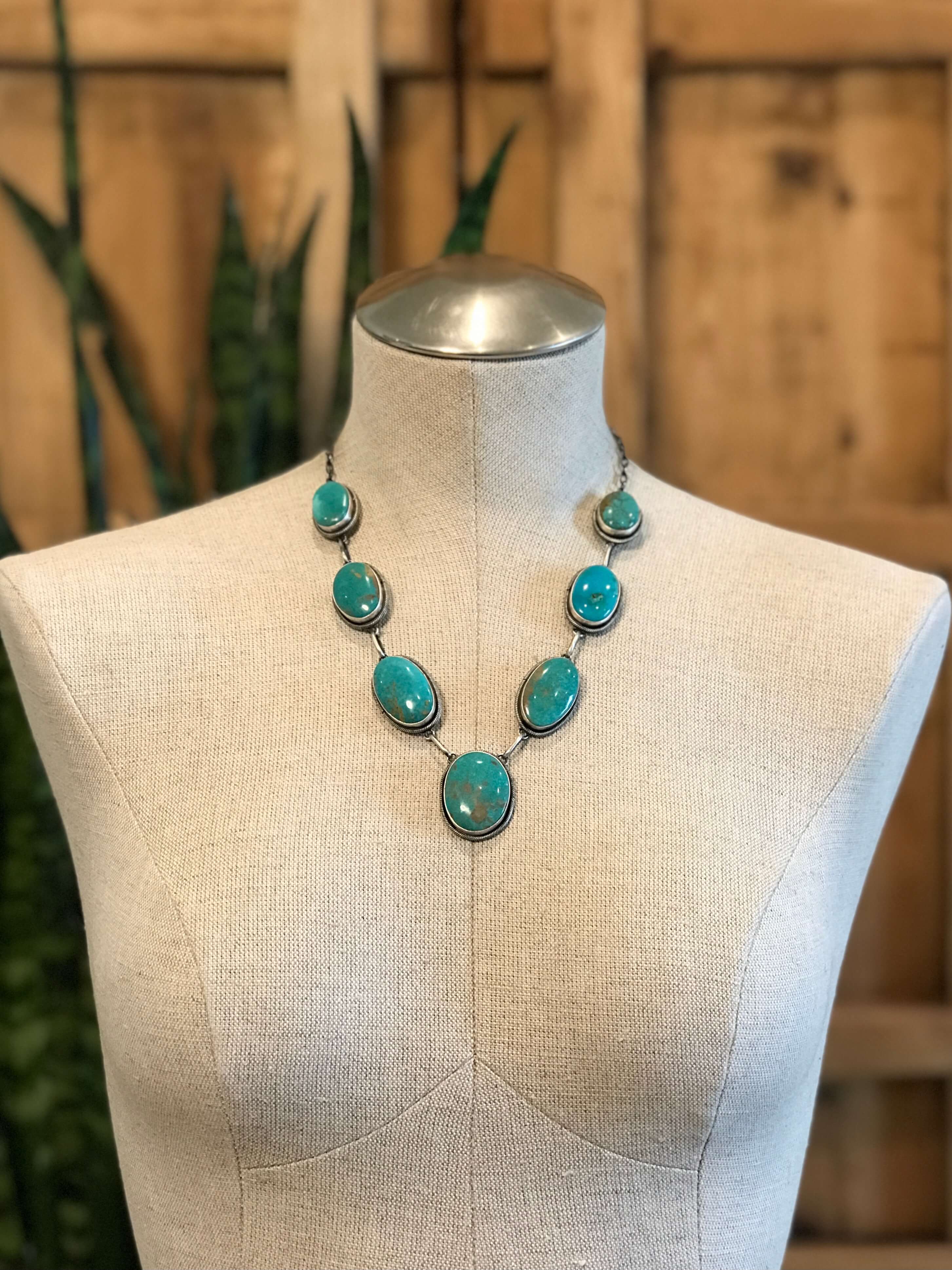 The Lamesa Turquoise Statement Necklace-Necklaces-Calli Co., Turquoise and Silver Jewelry, Native American Handmade, Zuni Tribe, Navajo Tribe, Brock Texas