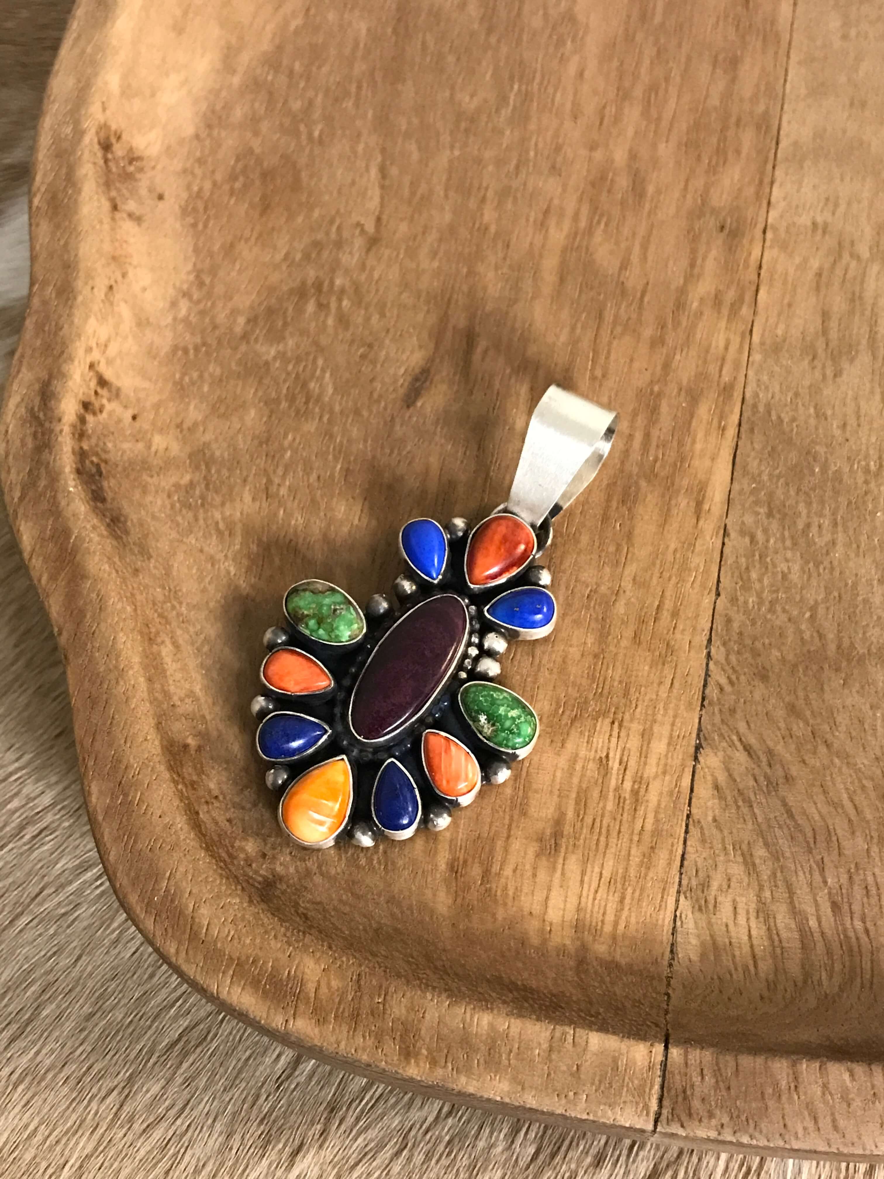 The Paicines Pendant-Pendants-Calli Co., Turquoise and Silver Jewelry, Native American Handmade, Zuni Tribe, Navajo Tribe, Brock Texas