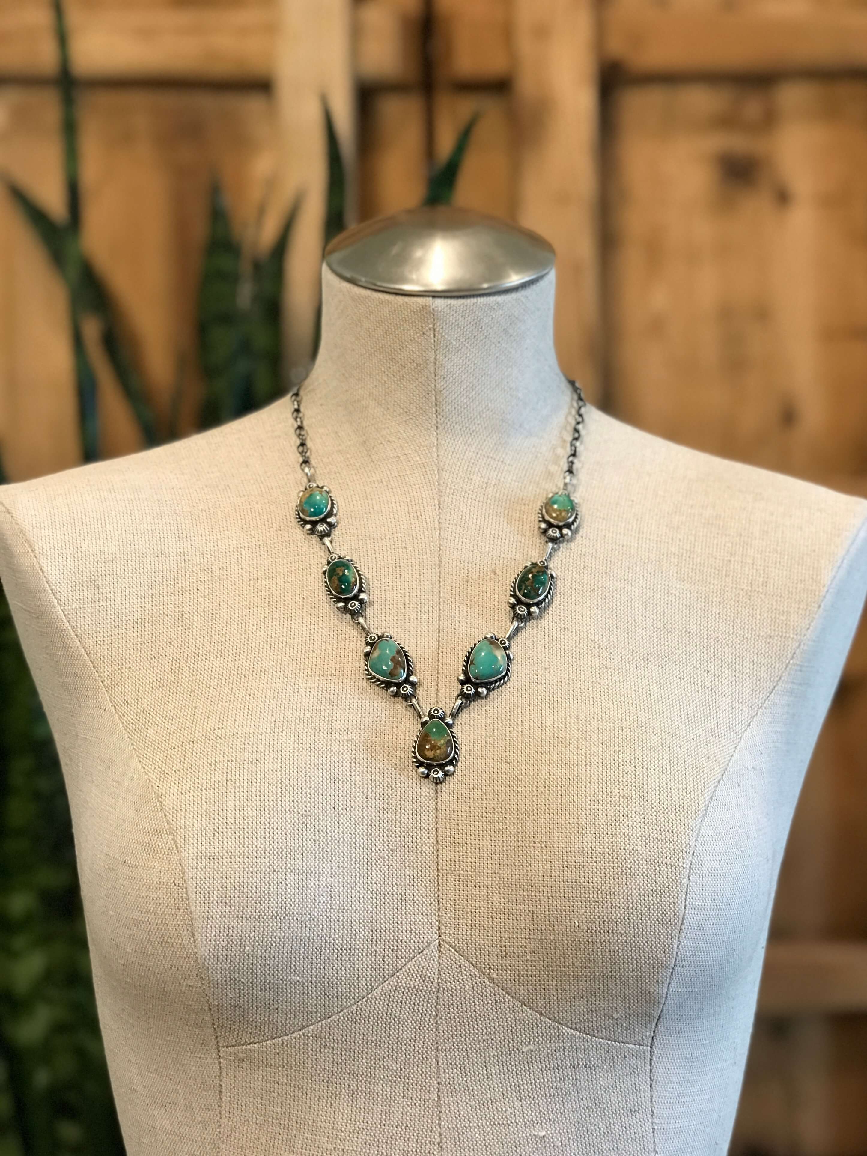 The Mae Turquoise Statement Necklace Set-Necklaces-Calli Co., Turquoise and Silver Jewelry, Native American Handmade, Zuni Tribe, Navajo Tribe, Brock Texas