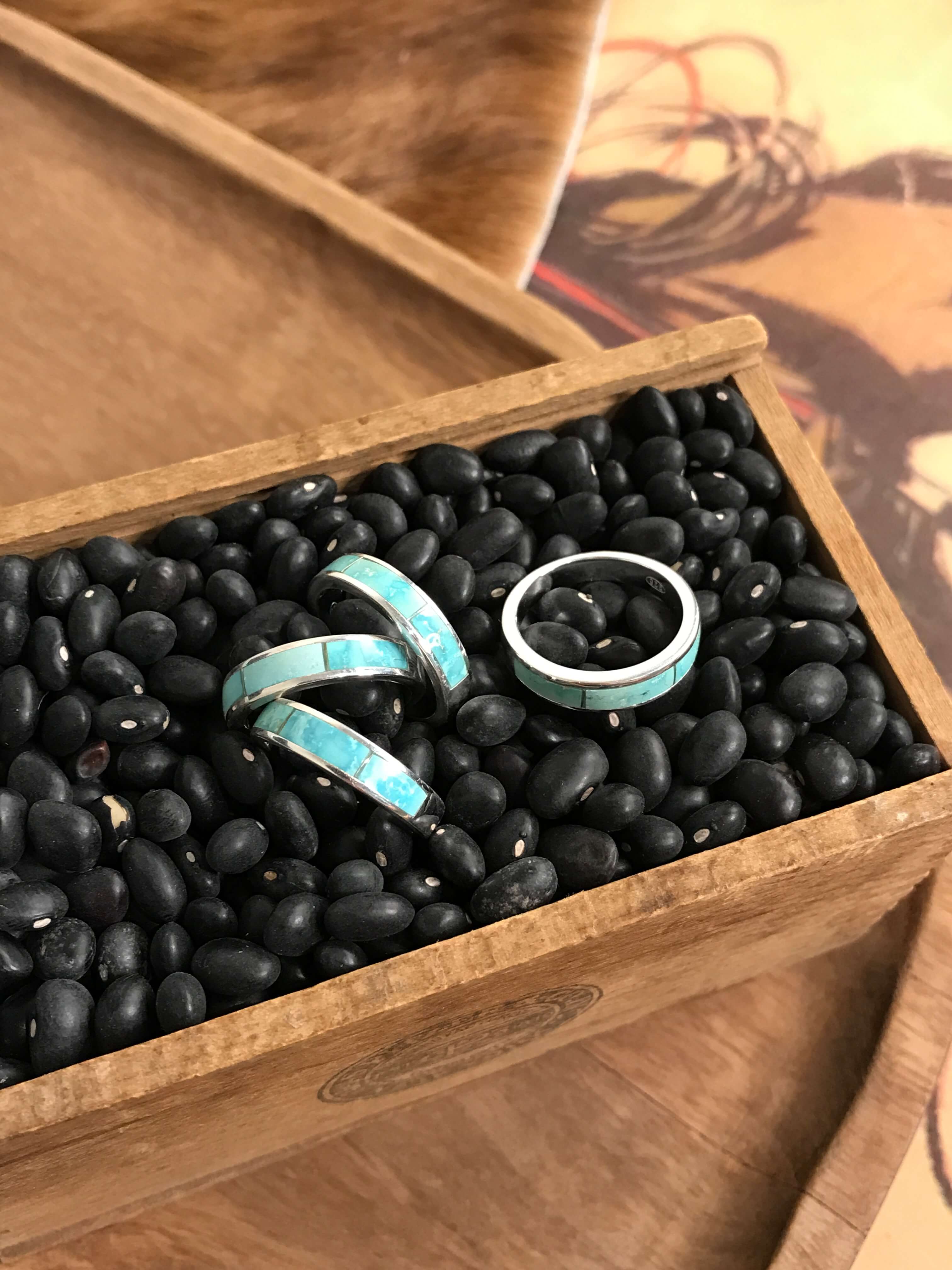 The Inlay Collection Grande Turquoise Bands-Rings-Calli Co., Turquoise and Silver Jewelry, Native American Handmade, Zuni Tribe, Navajo Tribe, Brock Texas