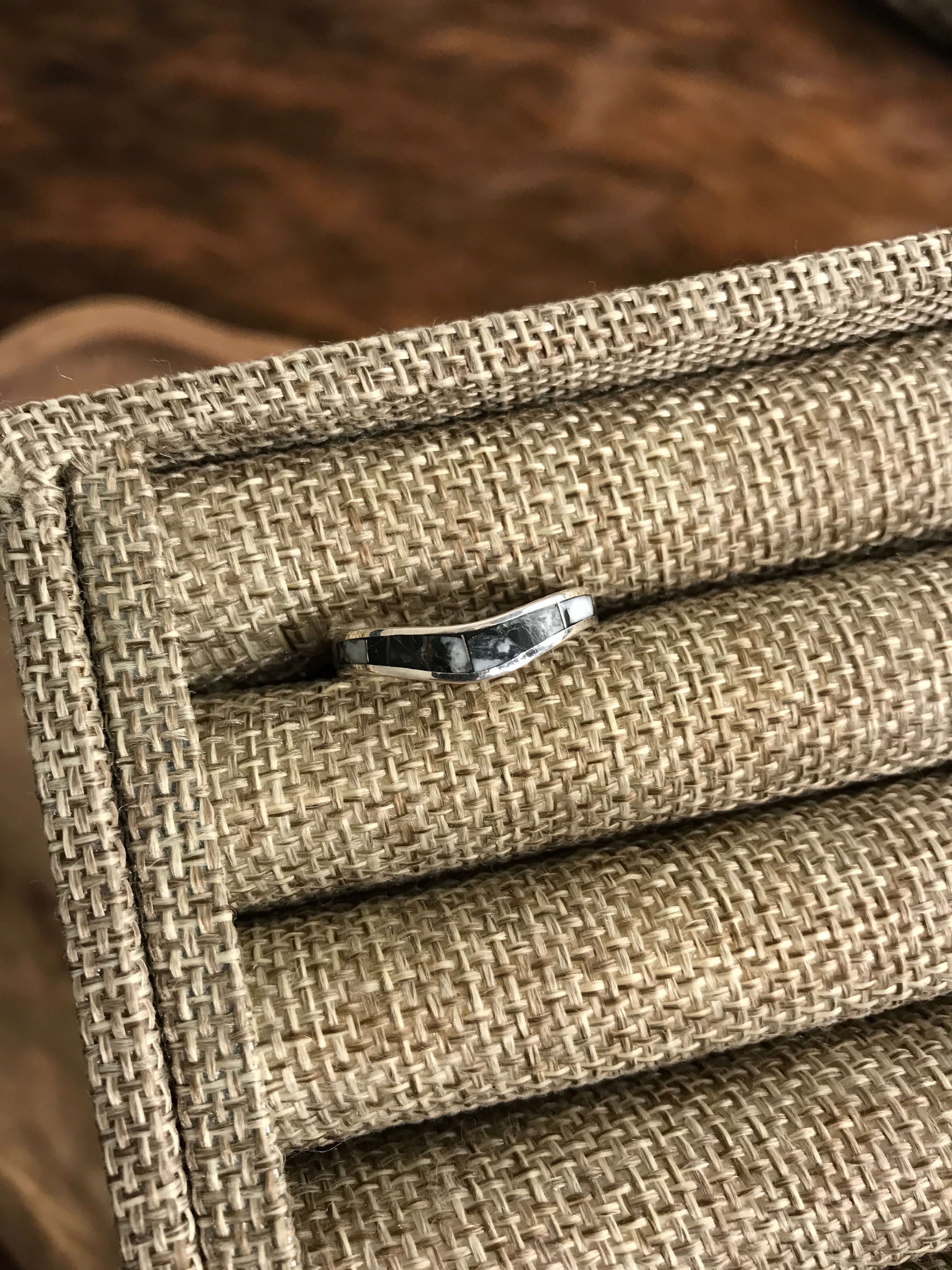 The Inlay Collection Ripple White Buffalo Band-Rings-Calli Co., Turquoise and Silver Jewelry, Native American Handmade, Zuni Tribe, Navajo Tribe, Brock Texas