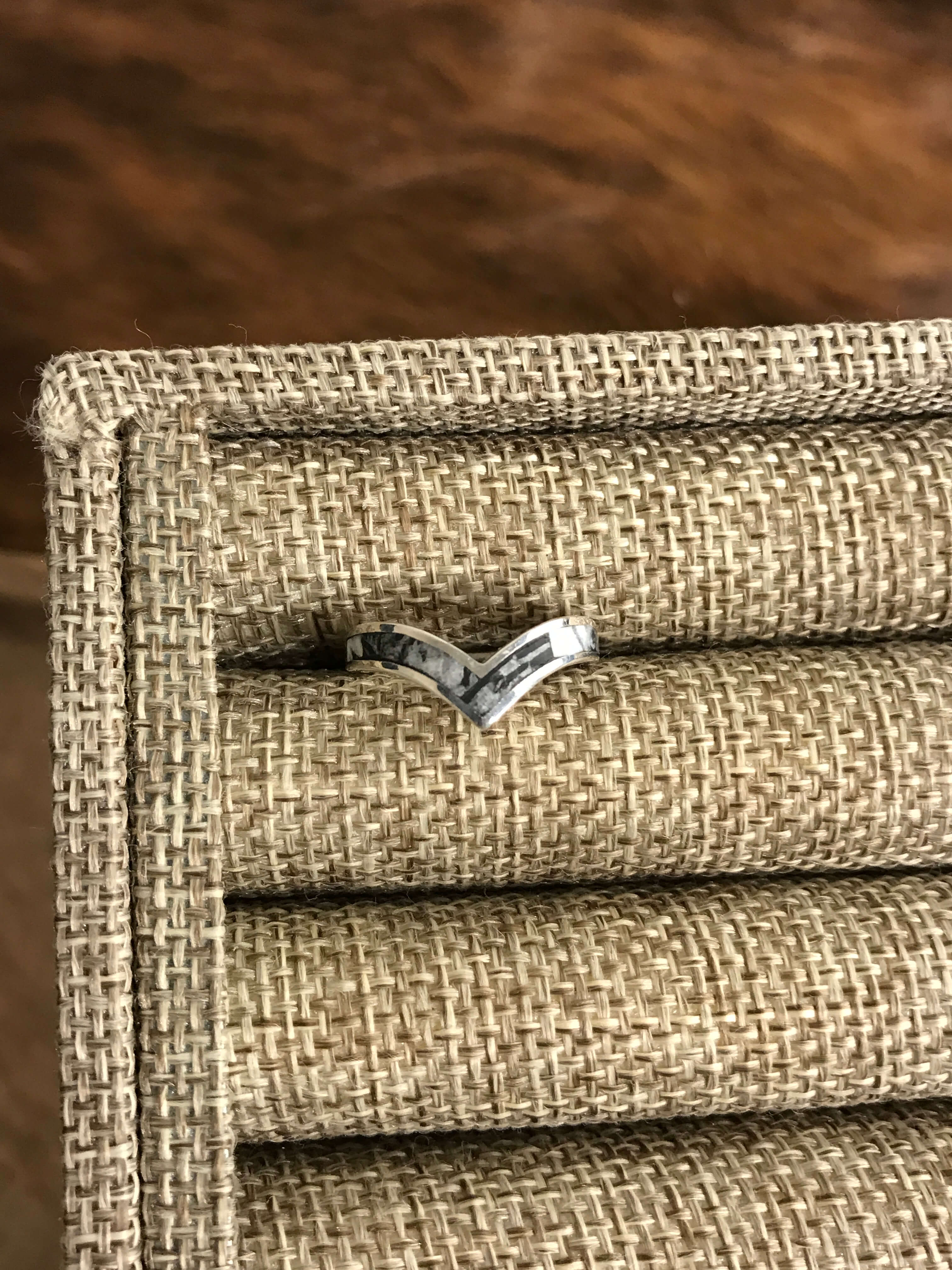 The Inlay Collection Chevron White Buffalo Band-Rings-Calli Co., Turquoise and Silver Jewelry, Native American Handmade, Zuni Tribe, Navajo Tribe, Brock Texas