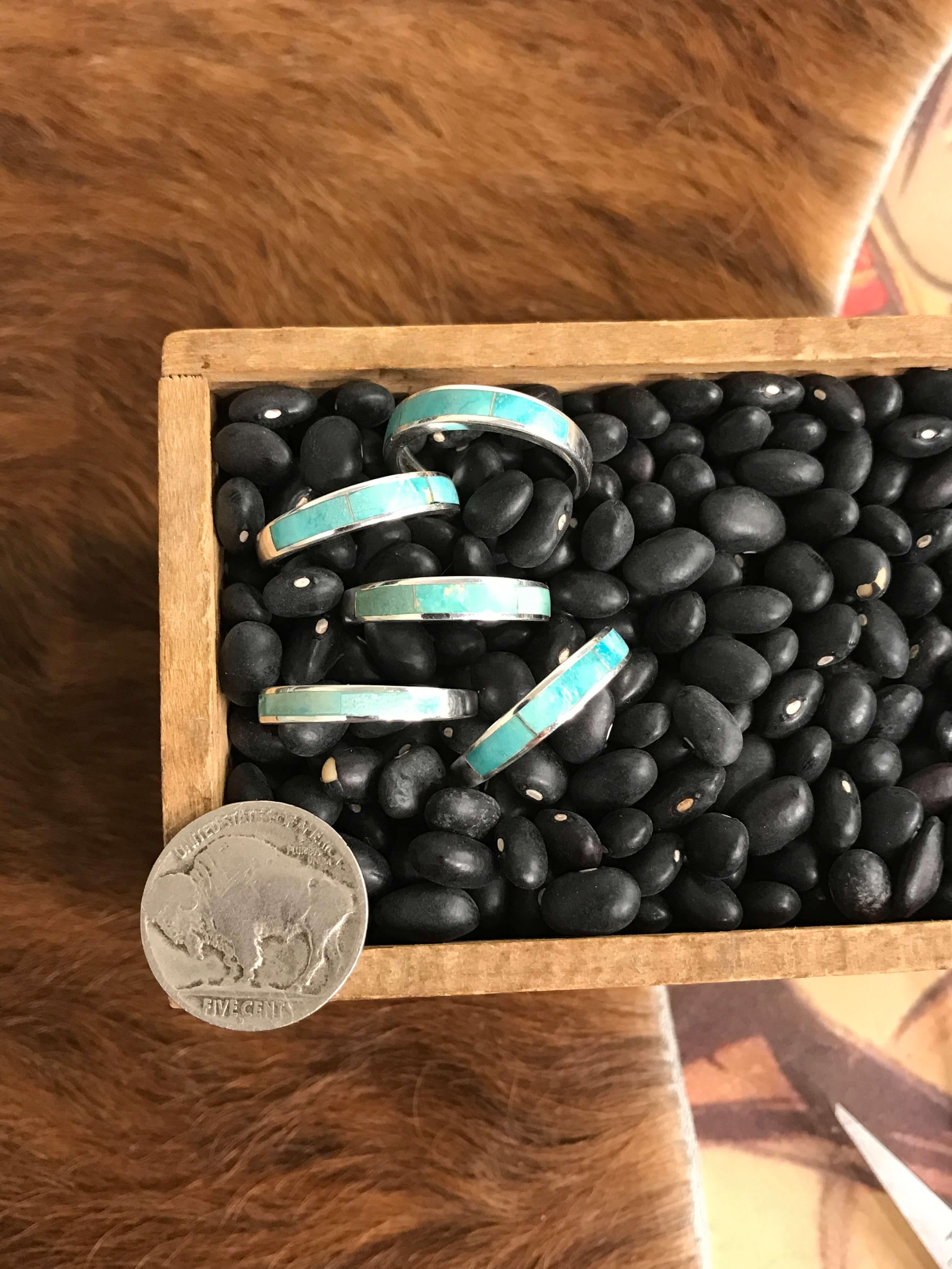 The Inlay Collection Midi Turquoise Band-Rings-Calli Co., Turquoise and Silver Jewelry, Native American Handmade, Zuni Tribe, Navajo Tribe, Brock Texas
