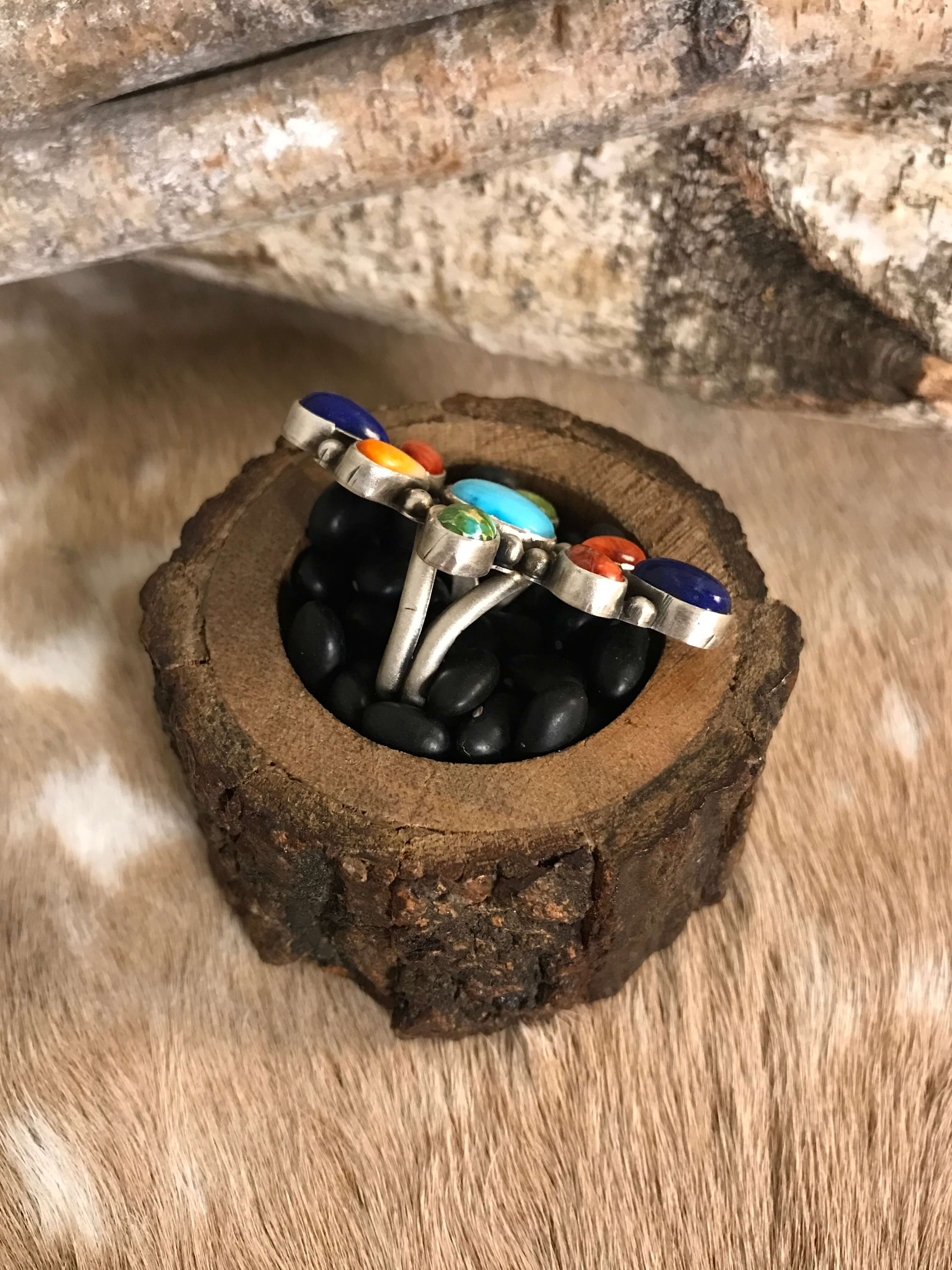 The Tolley Ring, Sz. 6.5-Rings-Calli Co., Turquoise and Silver Jewelry, Native American Handmade, Zuni Tribe, Navajo Tribe, Brock Texas