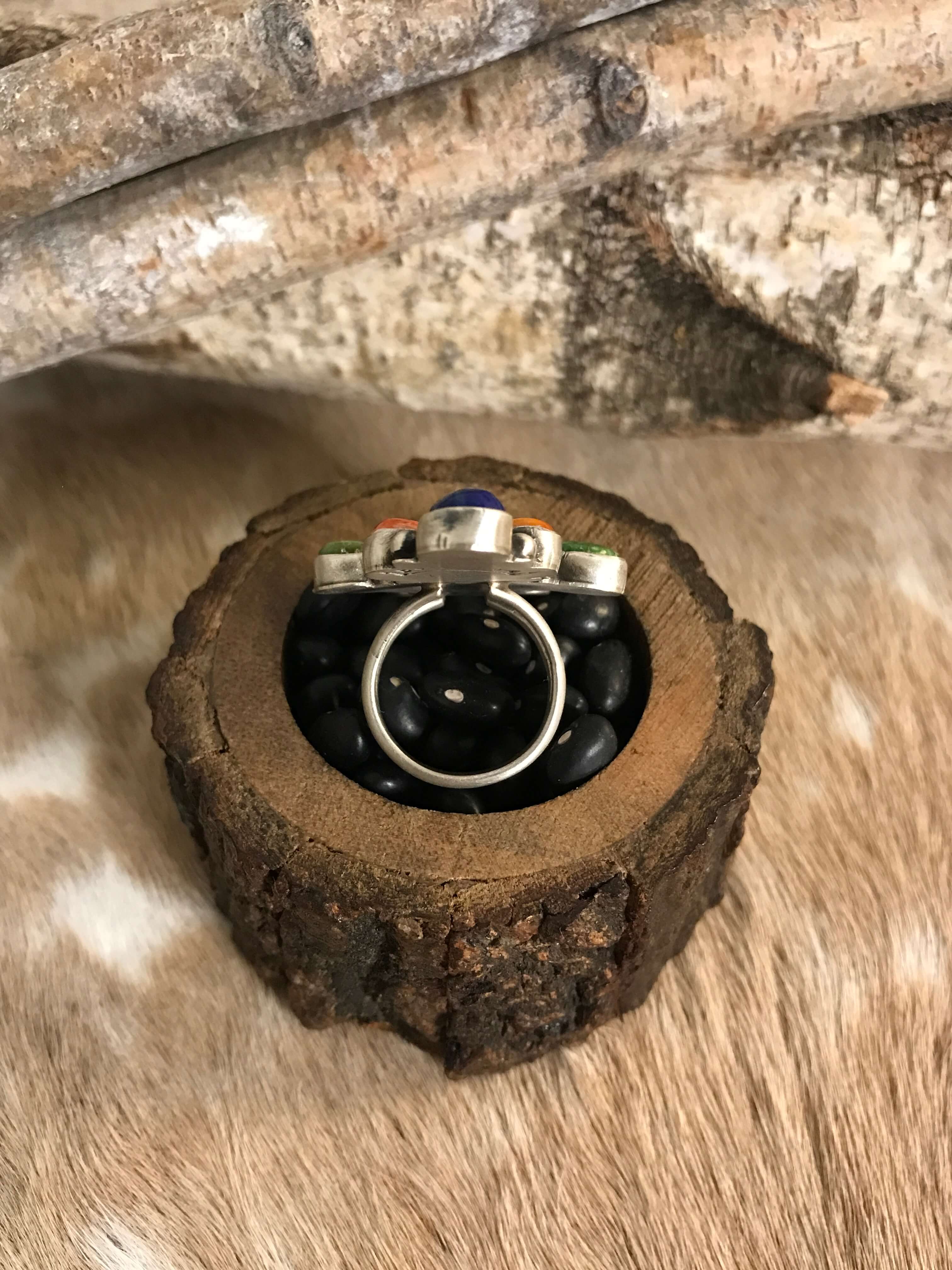 The Tolley Ring, Sz. 6.5-Rings-Calli Co., Turquoise and Silver Jewelry, Native American Handmade, Zuni Tribe, Navajo Tribe, Brock Texas