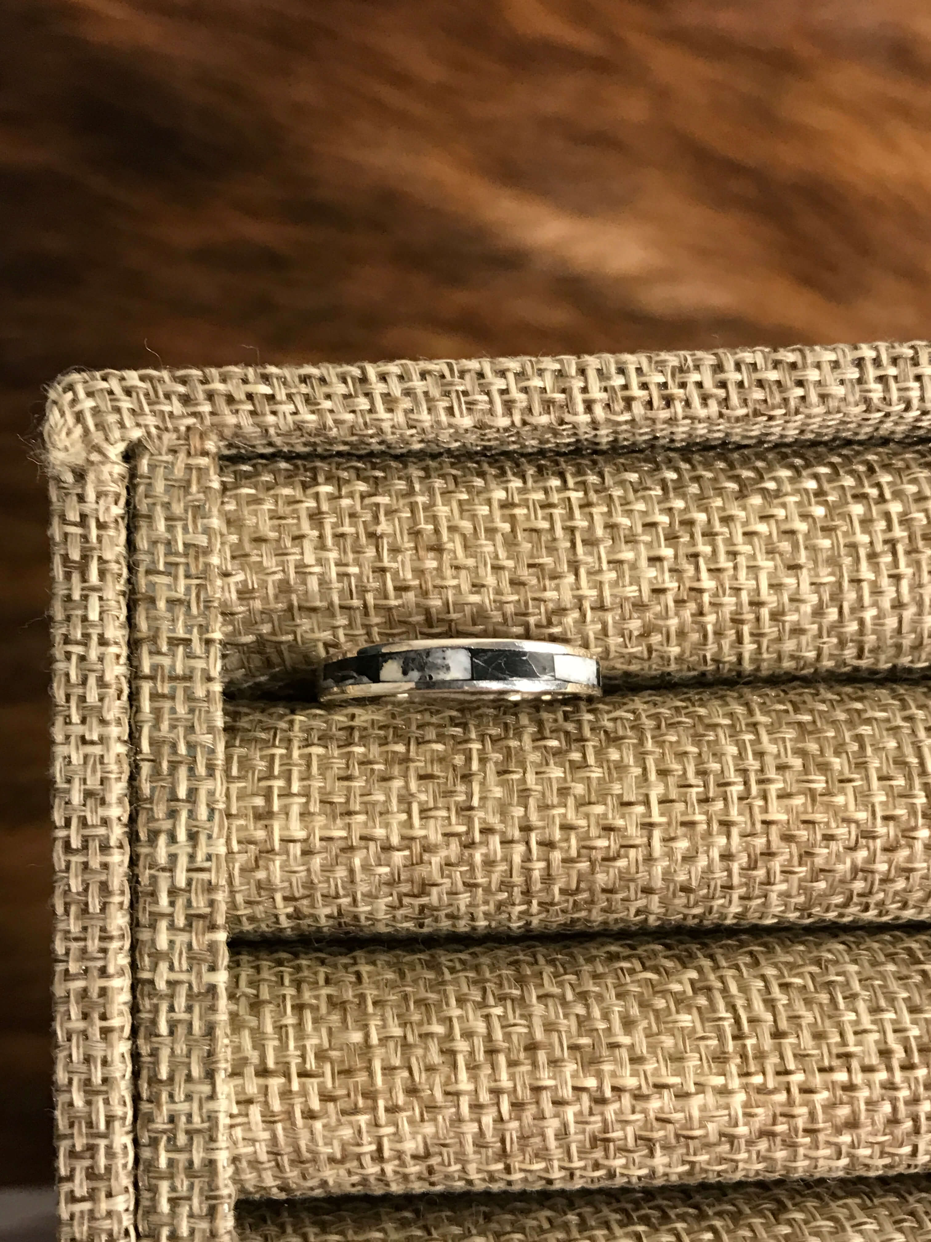 The Inlay Collection Midi White Buffalo Band-Rings-Calli Co., Turquoise and Silver Jewelry, Native American Handmade, Zuni Tribe, Navajo Tribe, Brock Texas