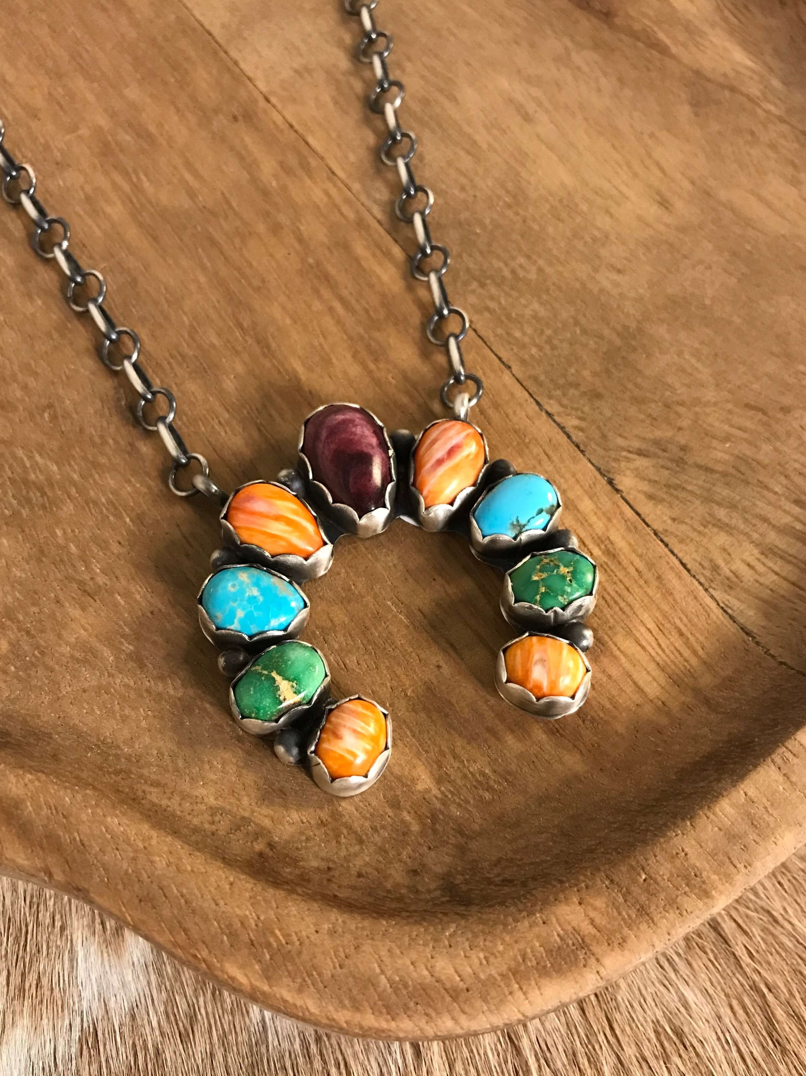 The Pine Hollow Naja Necklace, 1 xx-Necklaces-Calli Co., Turquoise and Silver Jewelry, Native American Handmade, Zuni Tribe, Navajo Tribe, Brock Texas