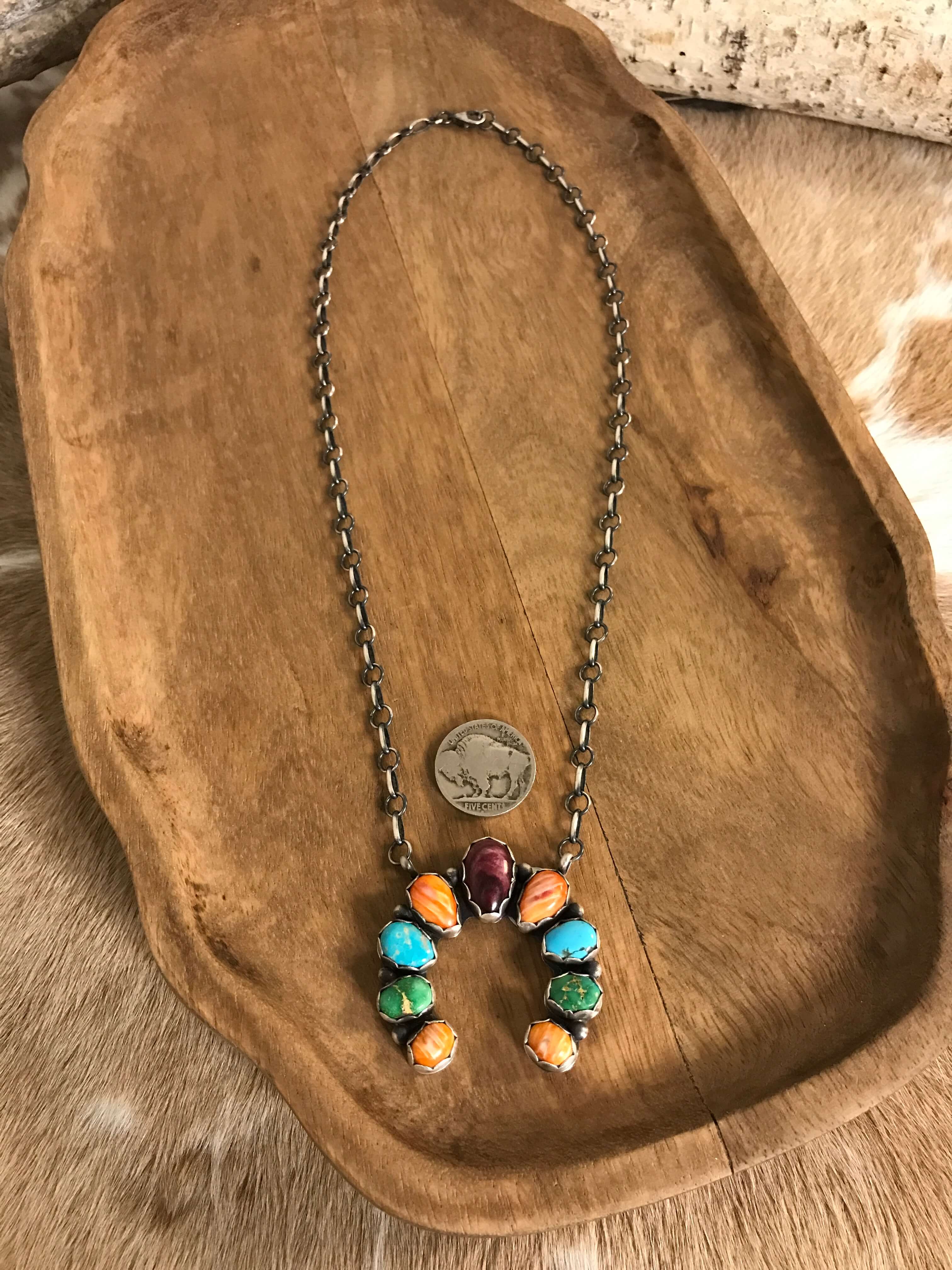 The Pine Hollow Naja Necklace, 1 xx-Necklaces-Calli Co., Turquoise and Silver Jewelry, Native American Handmade, Zuni Tribe, Navajo Tribe, Brock Texas