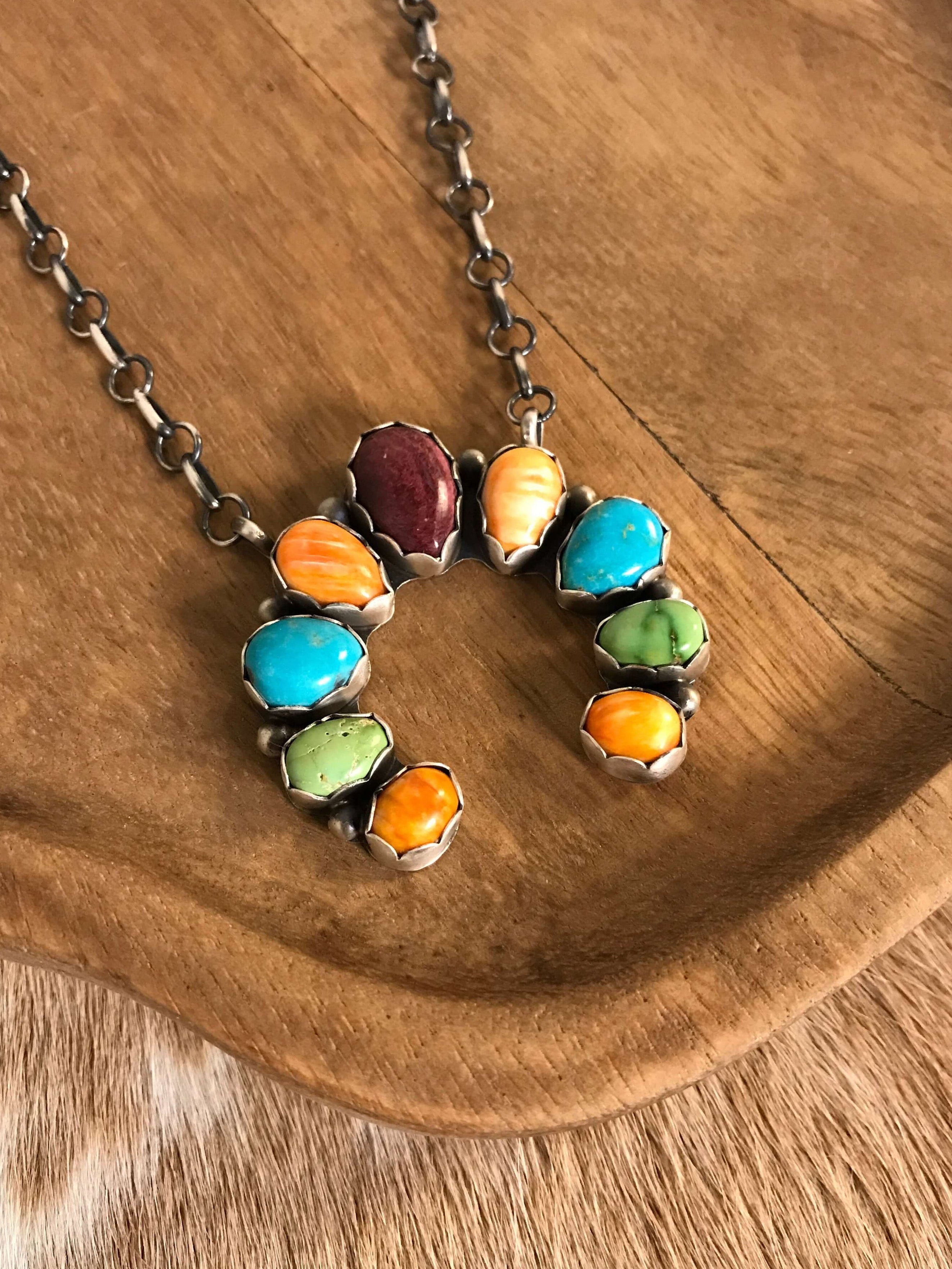 The Pine Hollow Naja Necklace, 2 xx-Necklaces-Calli Co., Turquoise and Silver Jewelry, Native American Handmade, Zuni Tribe, Navajo Tribe, Brock Texas