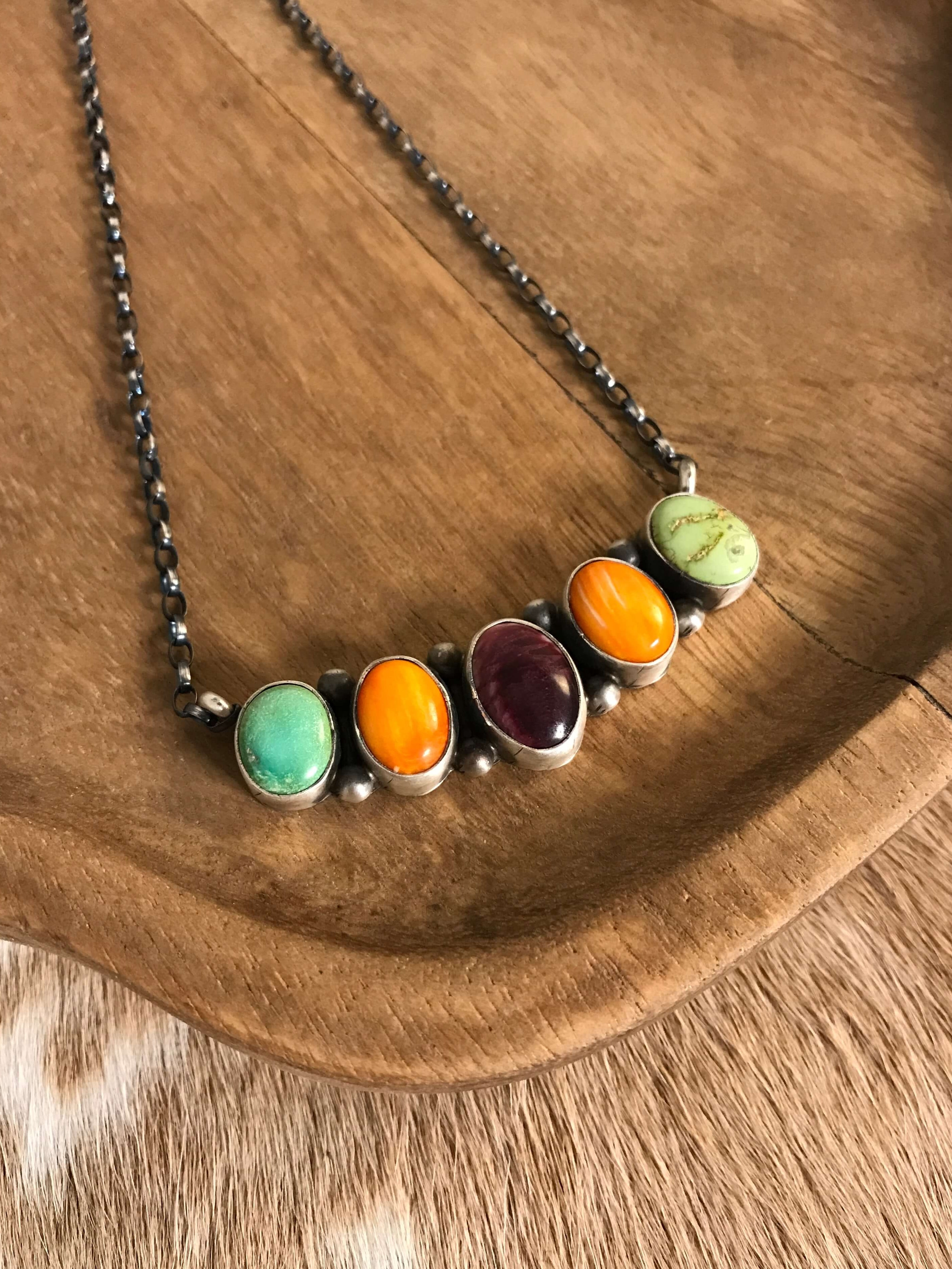 The Riggins Necklace, 1 xx-Necklaces-Calli Co., Turquoise and Silver Jewelry, Native American Handmade, Zuni Tribe, Navajo Tribe, Brock Texas