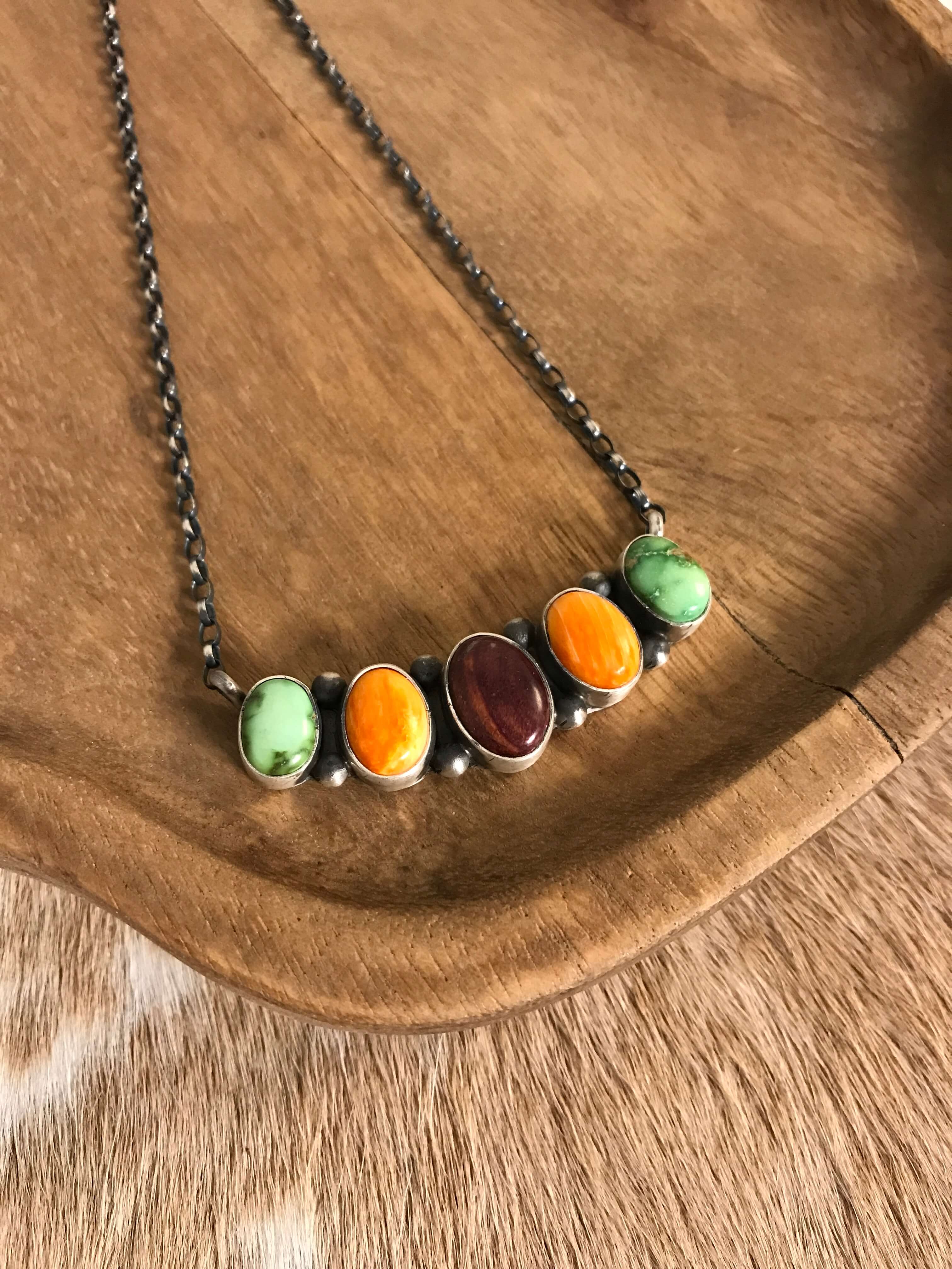 The Riggins Necklace, 2-Necklaces-Calli Co., Turquoise and Silver Jewelry, Native American Handmade, Zuni Tribe, Navajo Tribe, Brock Texas