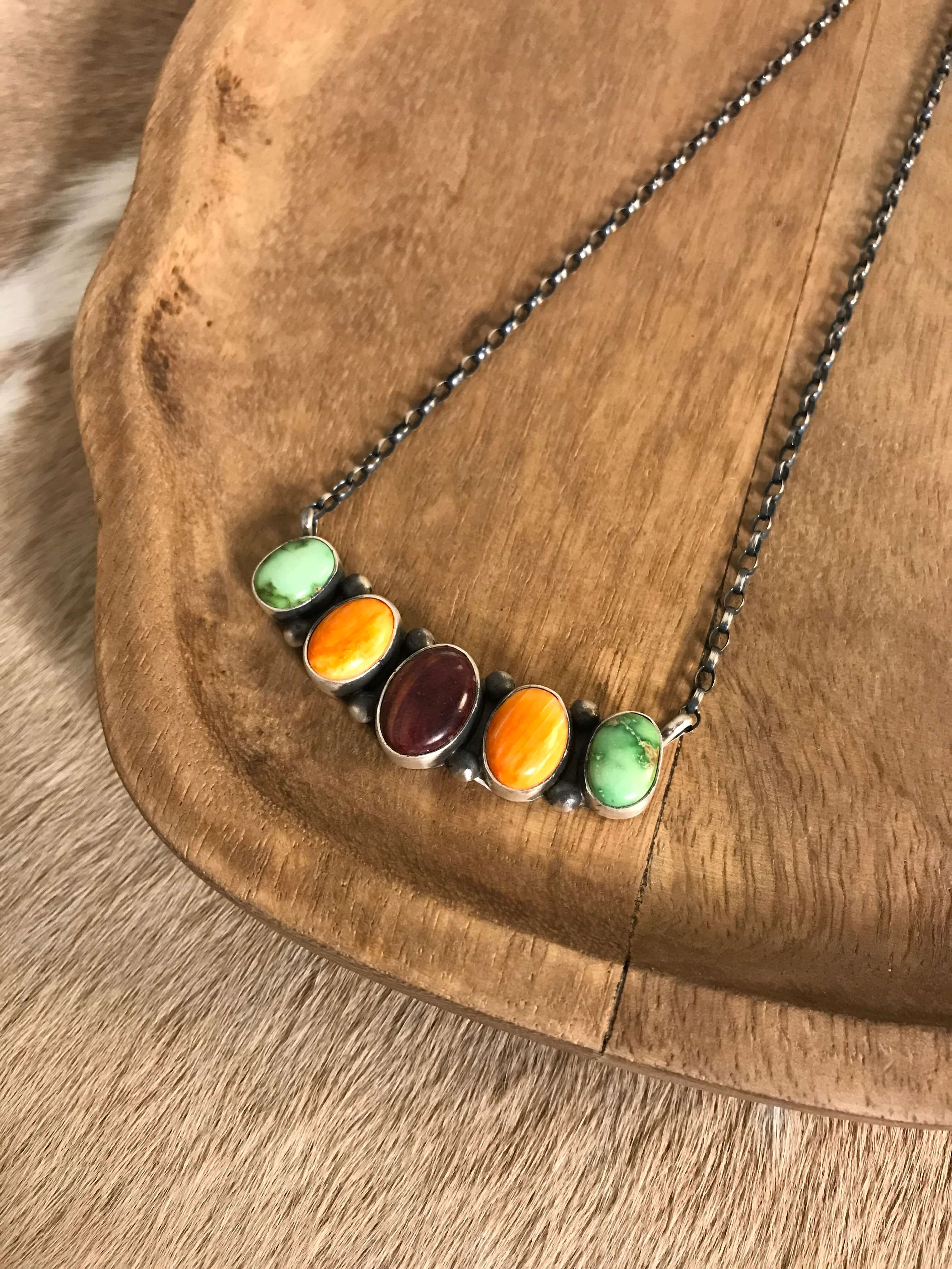 The Riggins Necklace, 2-Necklaces-Calli Co., Turquoise and Silver Jewelry, Native American Handmade, Zuni Tribe, Navajo Tribe, Brock Texas