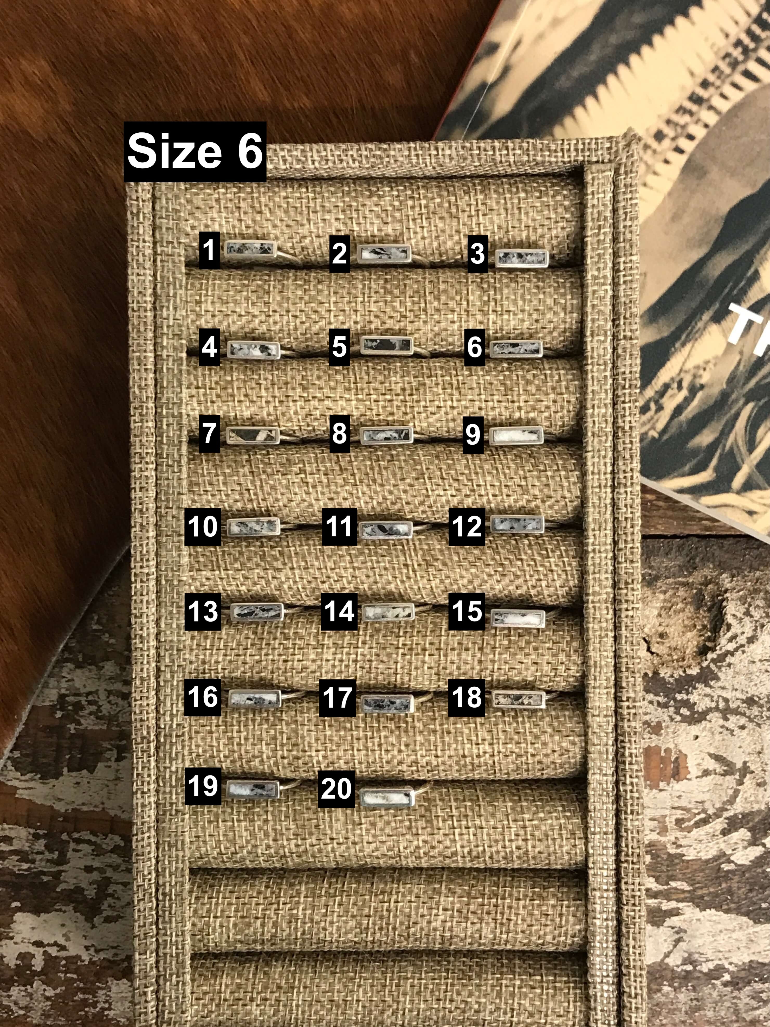 The Inlay Collection Rectangle White Buffalo Band-Rings-Calli Co., Turquoise and Silver Jewelry, Native American Handmade, Zuni Tribe, Navajo Tribe, Brock Texas