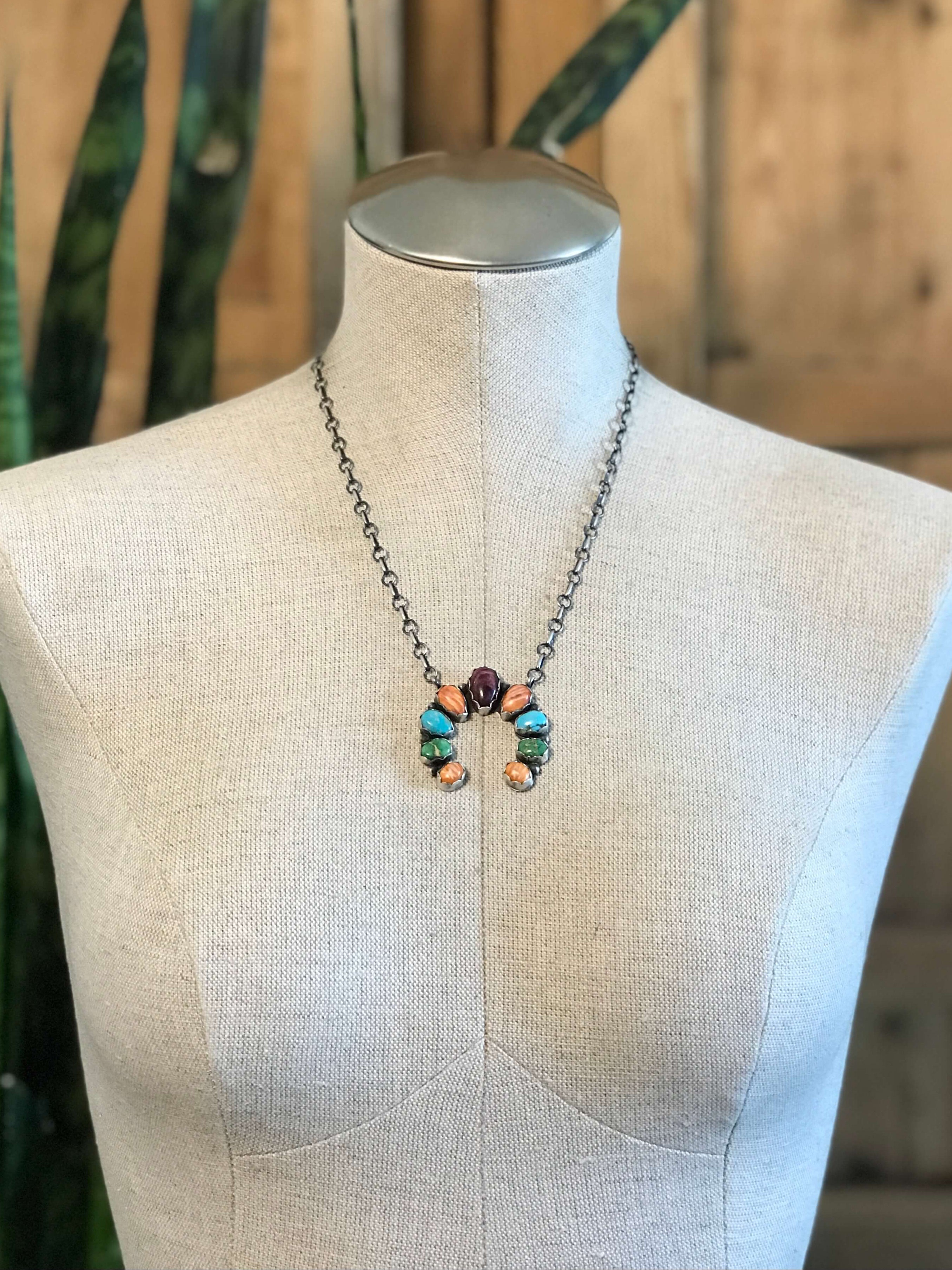 The Pine Hollow Naja Necklace, 1 xx-Necklaces-Calli Co., Turquoise and Silver Jewelry, Native American Handmade, Zuni Tribe, Navajo Tribe, Brock Texas