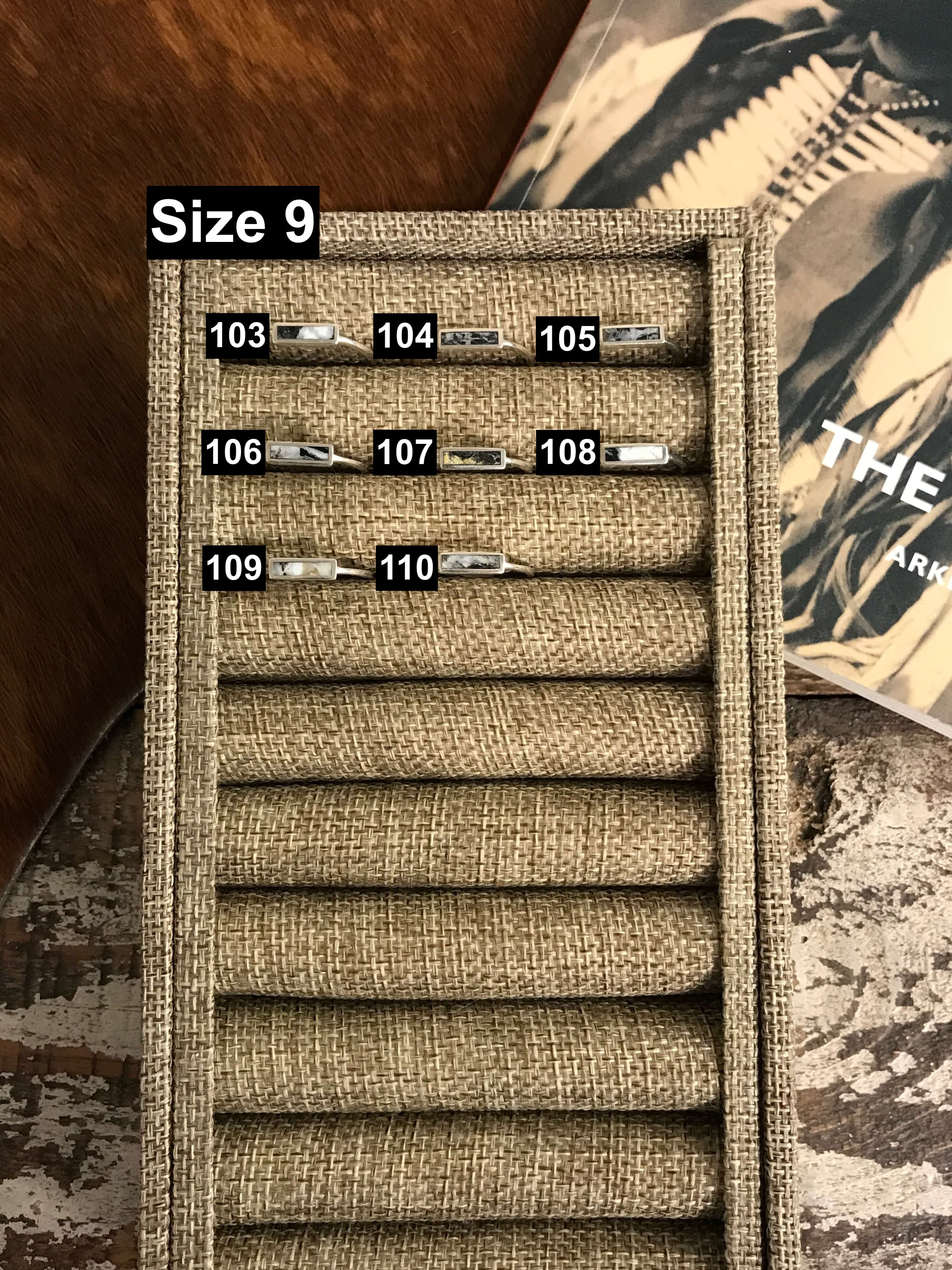 The Inlay Collection Rectangle White Buffalo Band-Rings-Calli Co., Turquoise and Silver Jewelry, Native American Handmade, Zuni Tribe, Navajo Tribe, Brock Texas