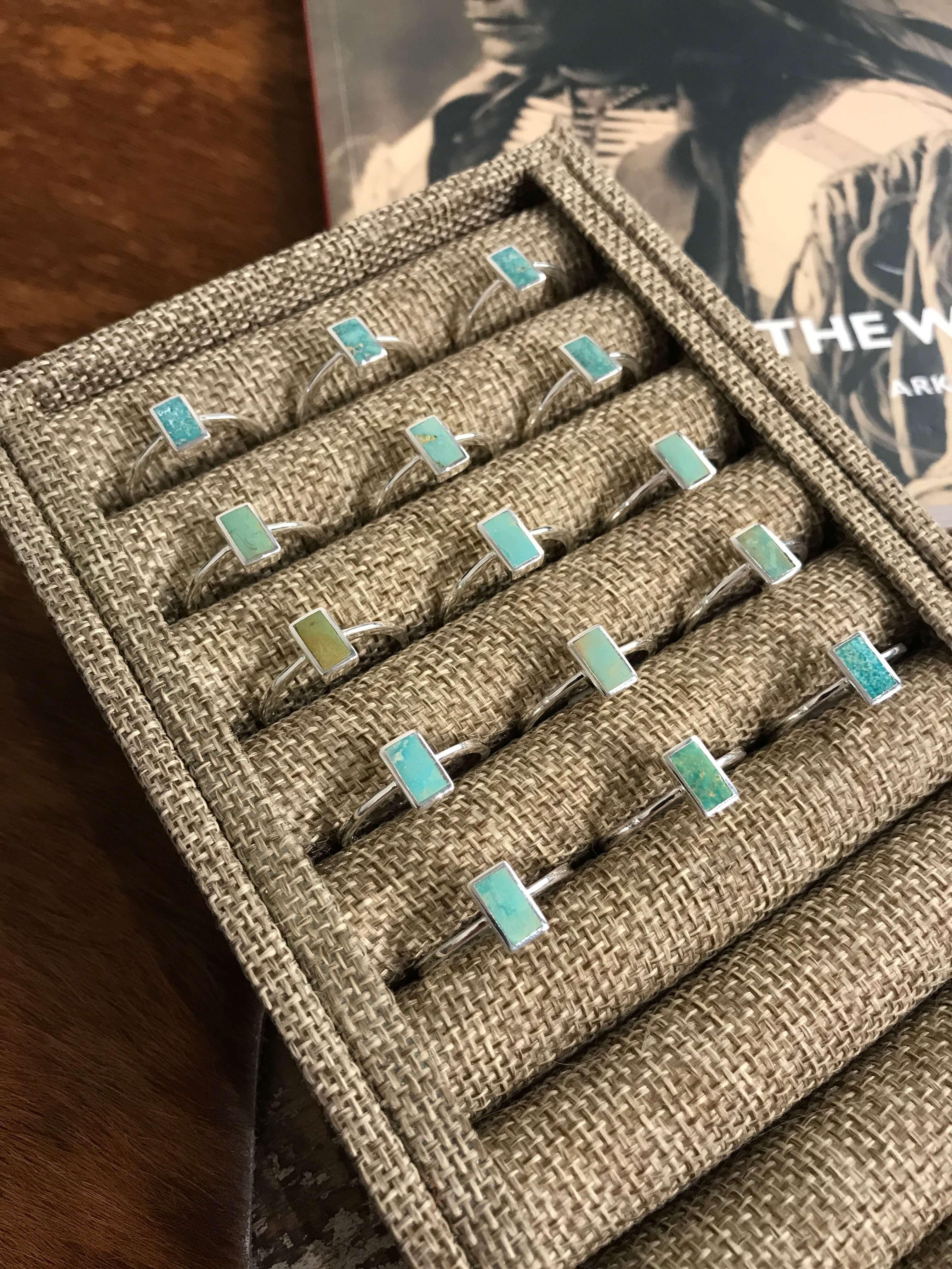 The Inlay Collection Tower Ring in Turquoise-Rings-Calli Co., Turquoise and Silver Jewelry, Native American Handmade, Zuni Tribe, Navajo Tribe, Brock Texas