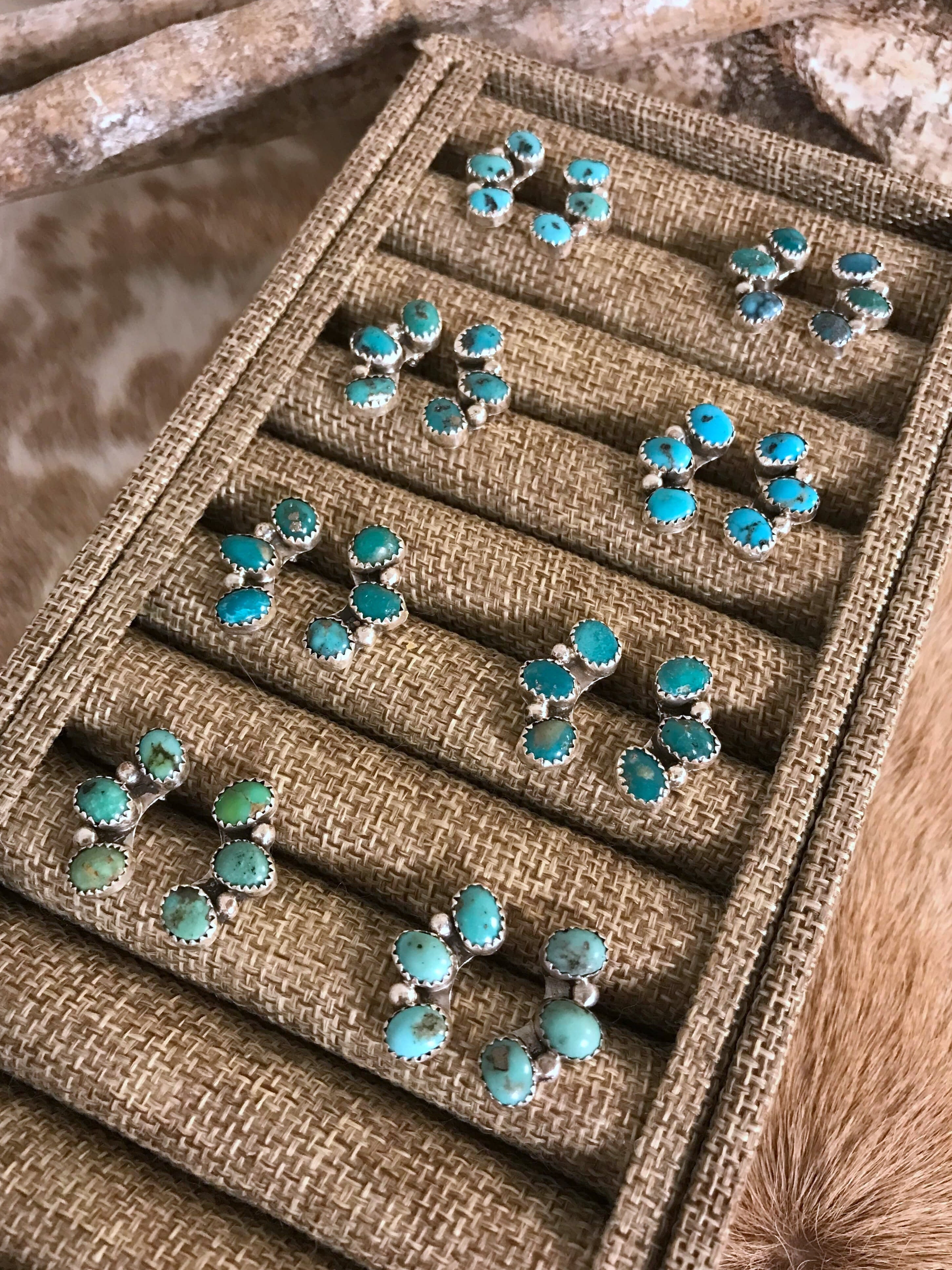 The Hoopoe Turquoise Earrings-Earrings-Calli Co., Turquoise and Silver Jewelry, Native American Handmade, Zuni Tribe, Navajo Tribe, Brock Texas
