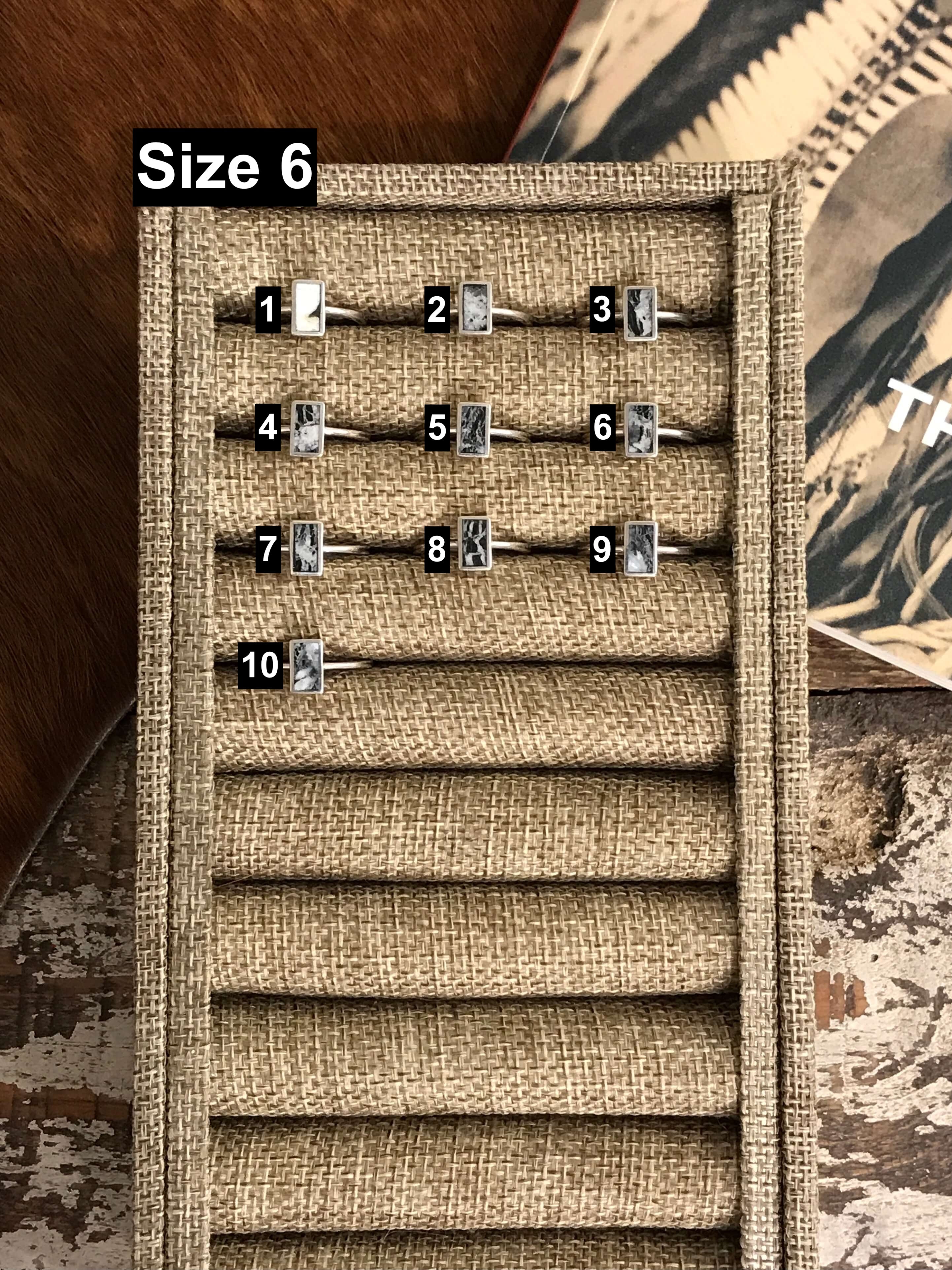 The Inlay Collection Tower Ring in White Buffalo-Rings-Calli Co., Turquoise and Silver Jewelry, Native American Handmade, Zuni Tribe, Navajo Tribe, Brock Texas