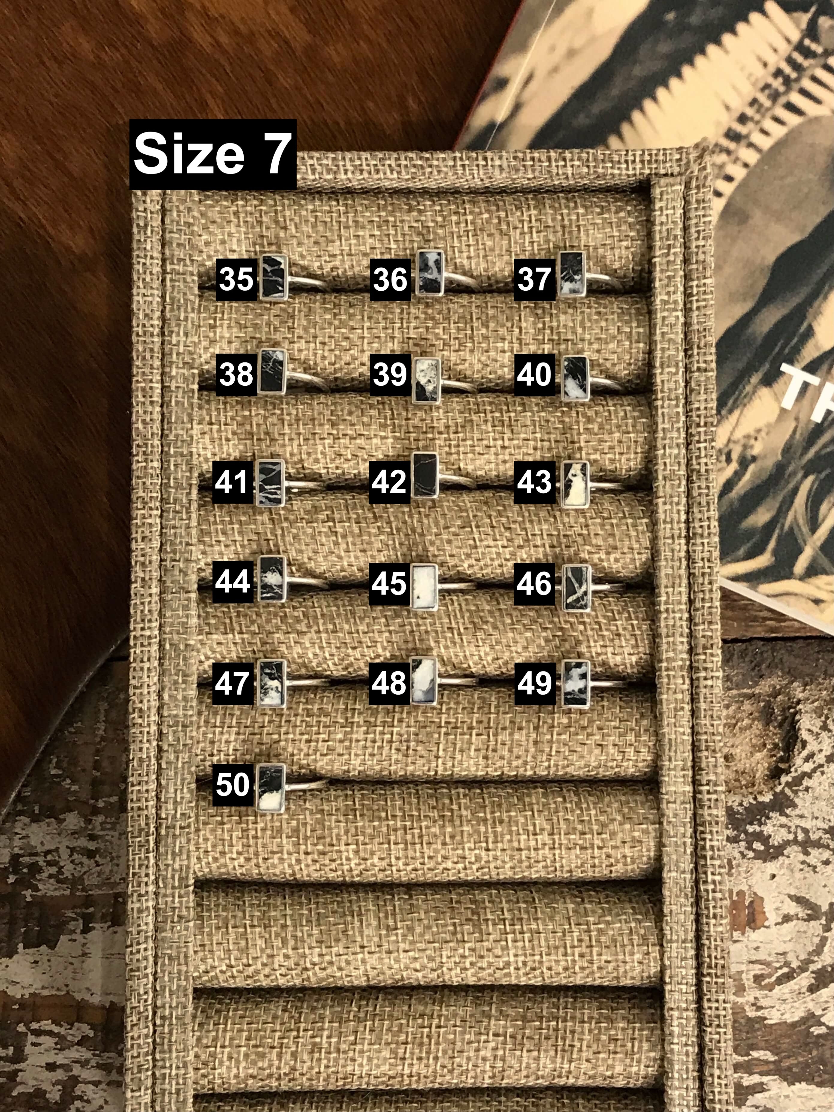 The Inlay Collection Tower Ring in White Buffalo-Rings-Calli Co., Turquoise and Silver Jewelry, Native American Handmade, Zuni Tribe, Navajo Tribe, Brock Texas